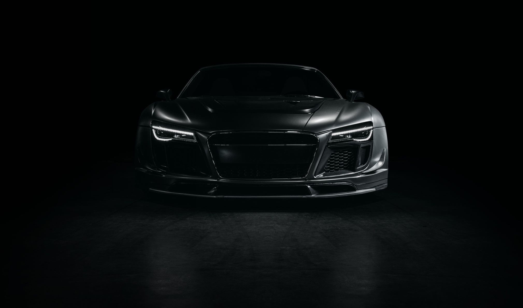 sports car, cars, black, audi, sports, tuning, front view, r8