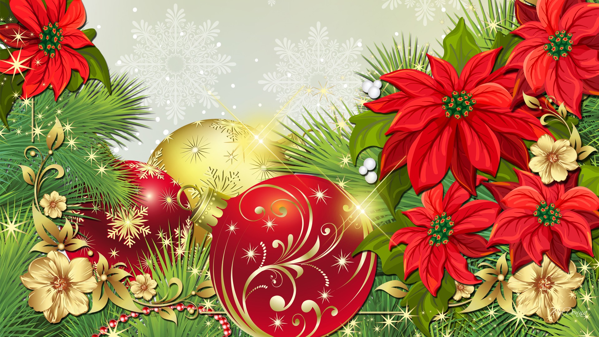 799168 скачать обои пуансеттия, праздничные, рождество, рождественские украшения, зеленый, красный, блестки - заставки и картинки бесплатно