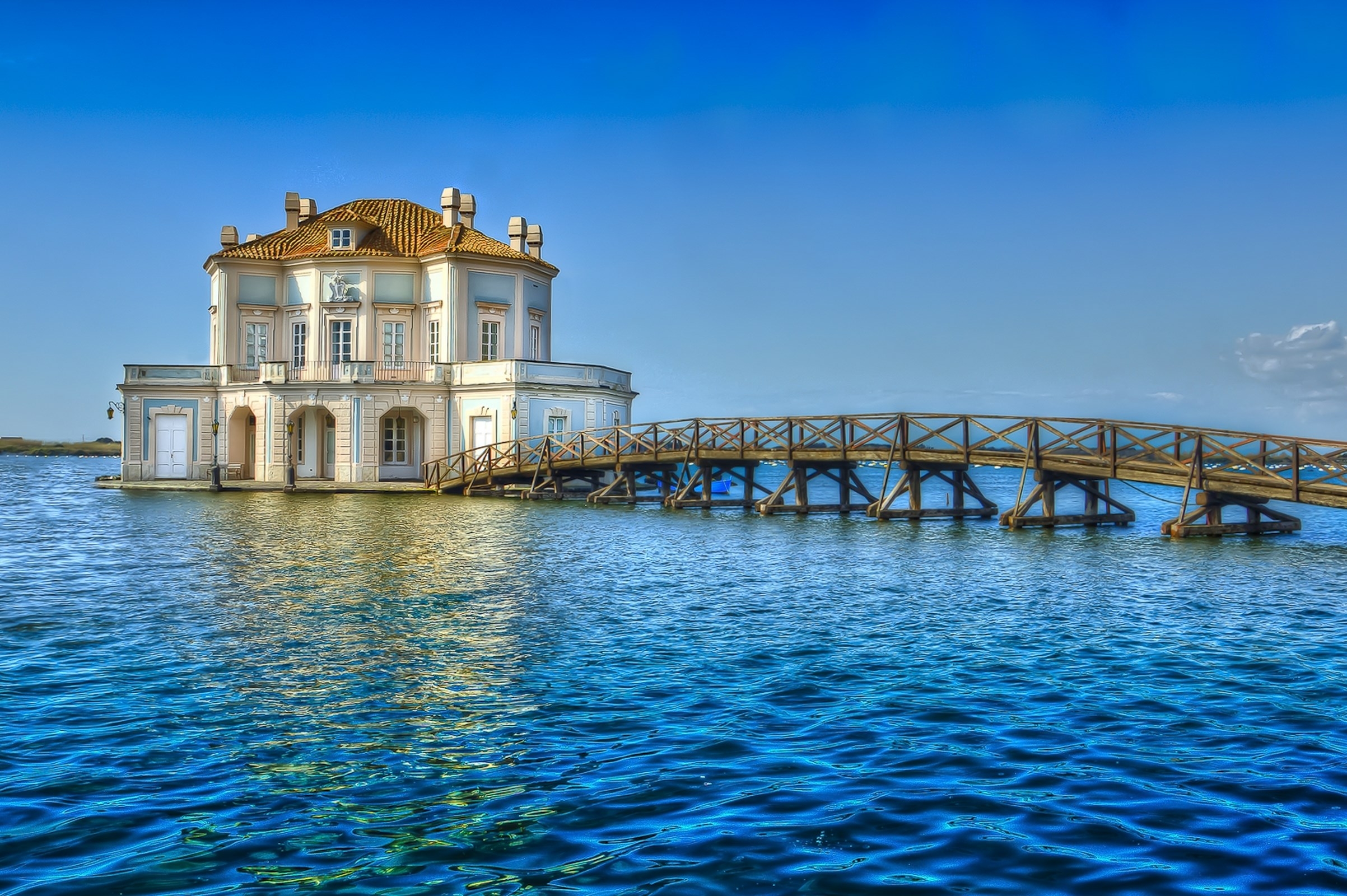 Free download wallpaper Building, Bridge, Cities, Sea, Bacoli, Italy on your PC desktop
