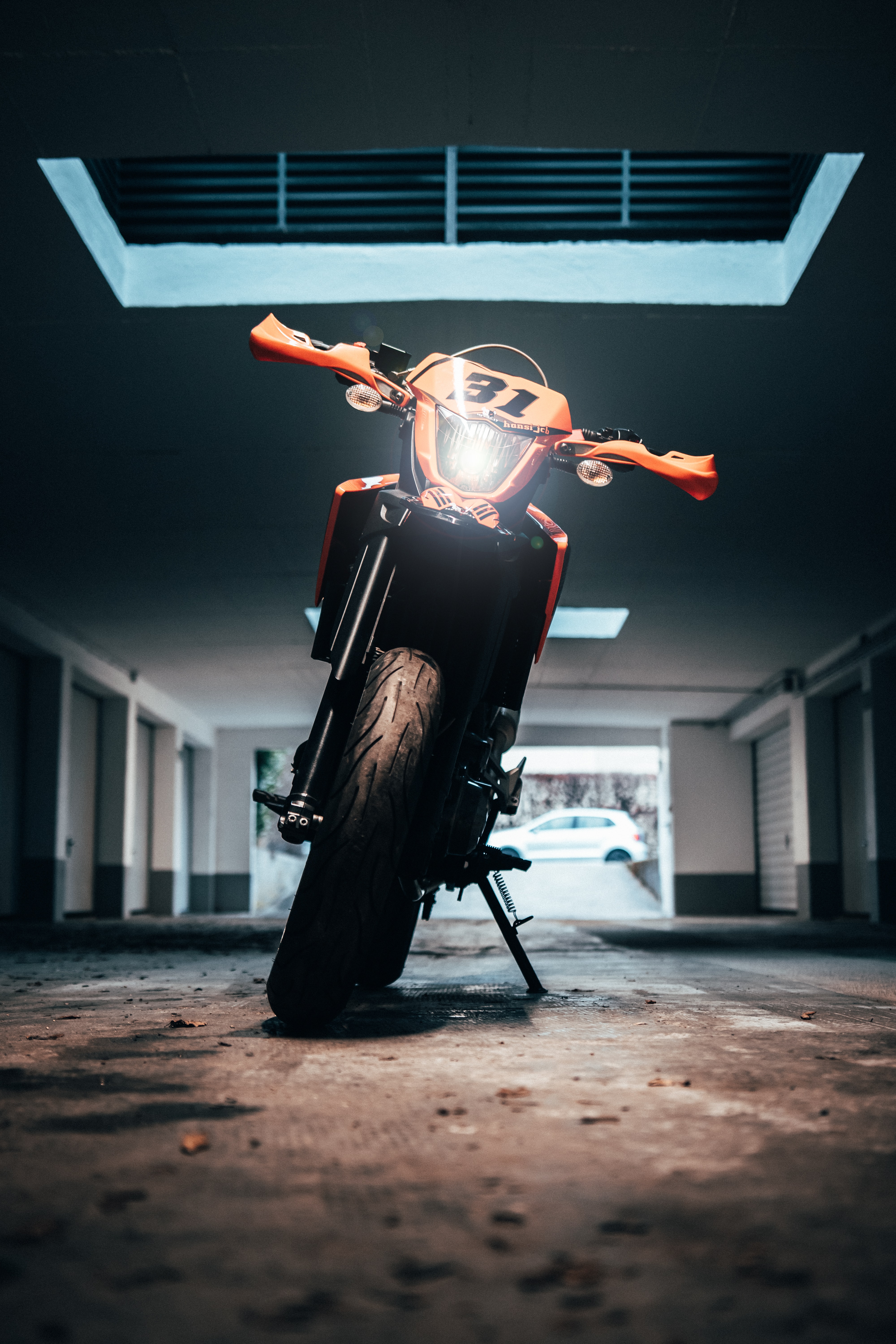 152315 descargar imagen motocicletas, naranja, vista frontal, motocicleta, bicicleta: fondos de pantalla y protectores de pantalla gratis