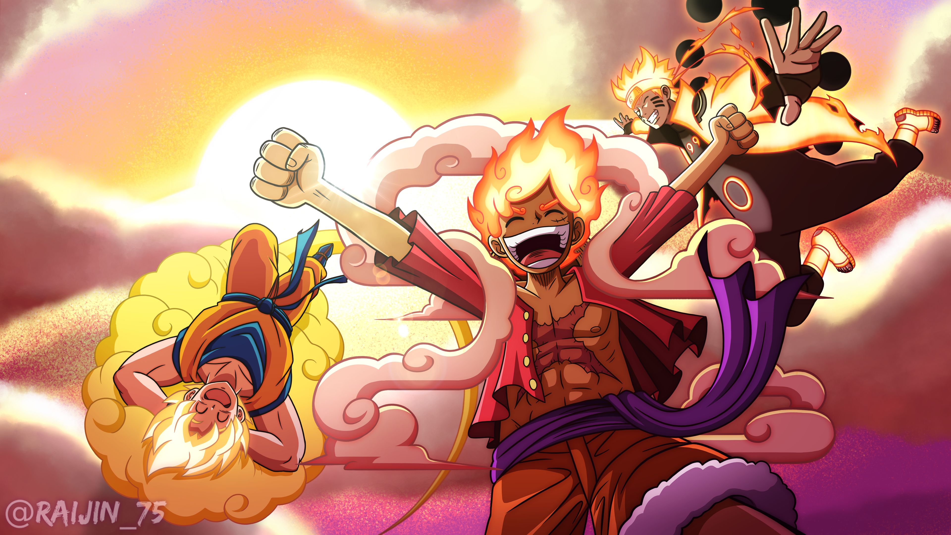 Goku Luffy Naruto  Anime dragon ball super, Anime crossover, Anime dragon  ball