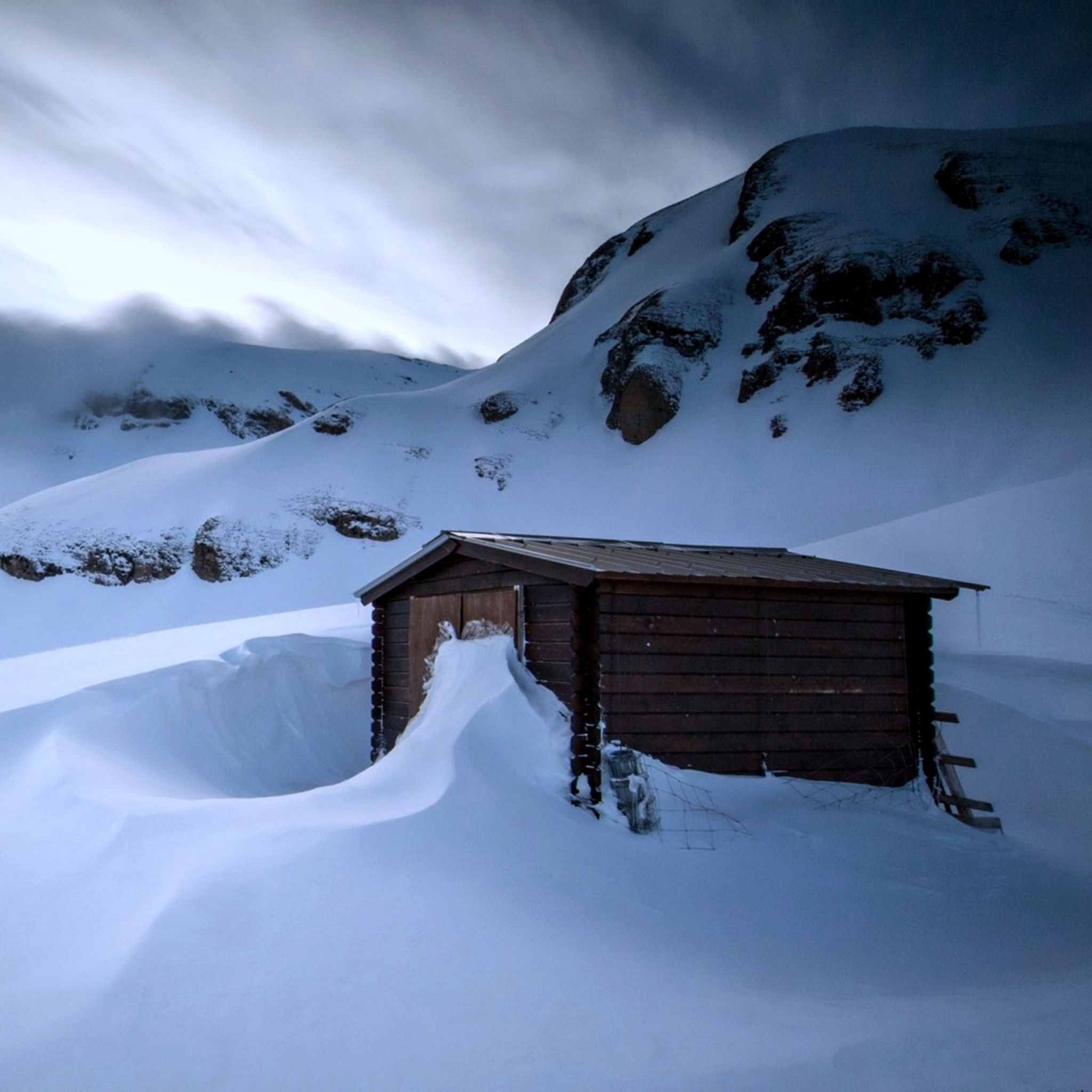 photography, winter, cold, white, nature, snow, hut, mountain, landscape, house