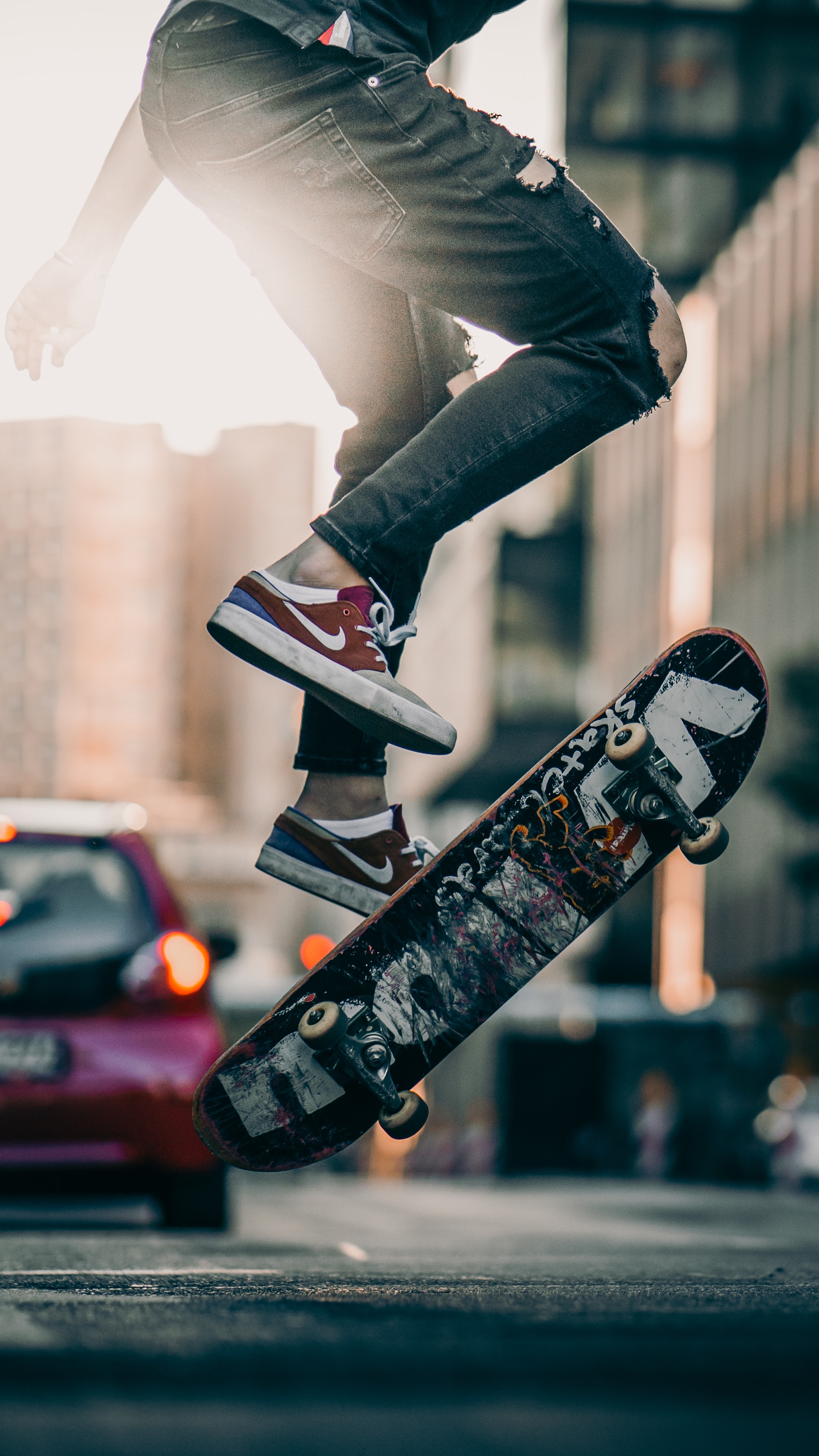 Mobile wallpaper skateboard, sneakers, bounce, jump, miscellanea, miscellaneous, legs, trick