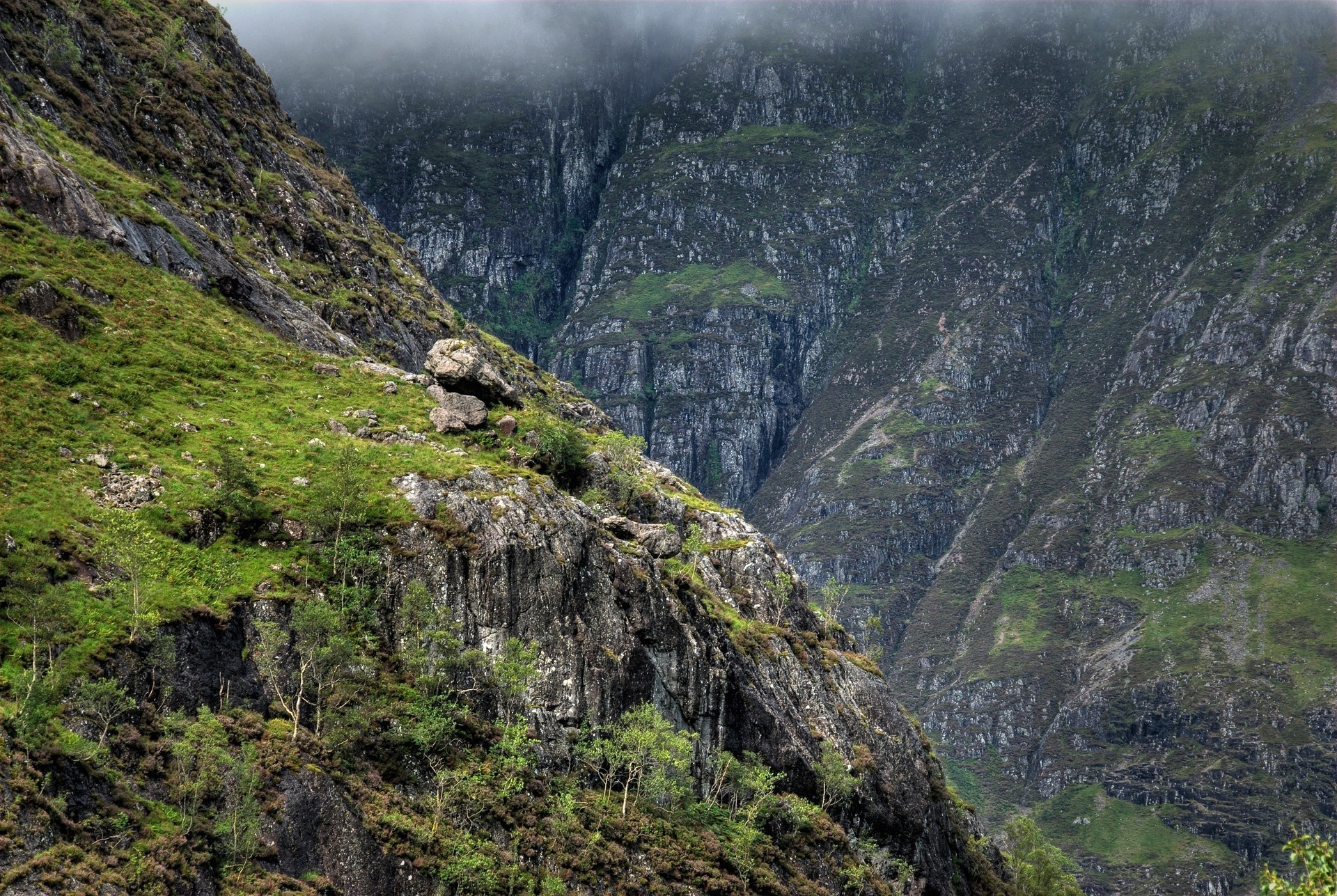 green, nature, mountains, height, grey, scotland Free Stock Photo