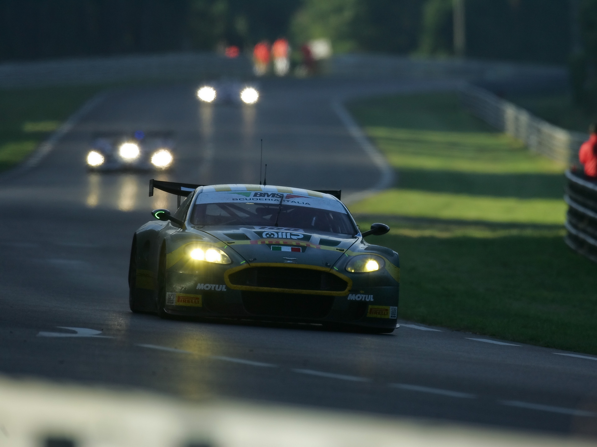 sports, auto, aston martin, cars, green, front view, style, 2005, track, route, race, dbr9