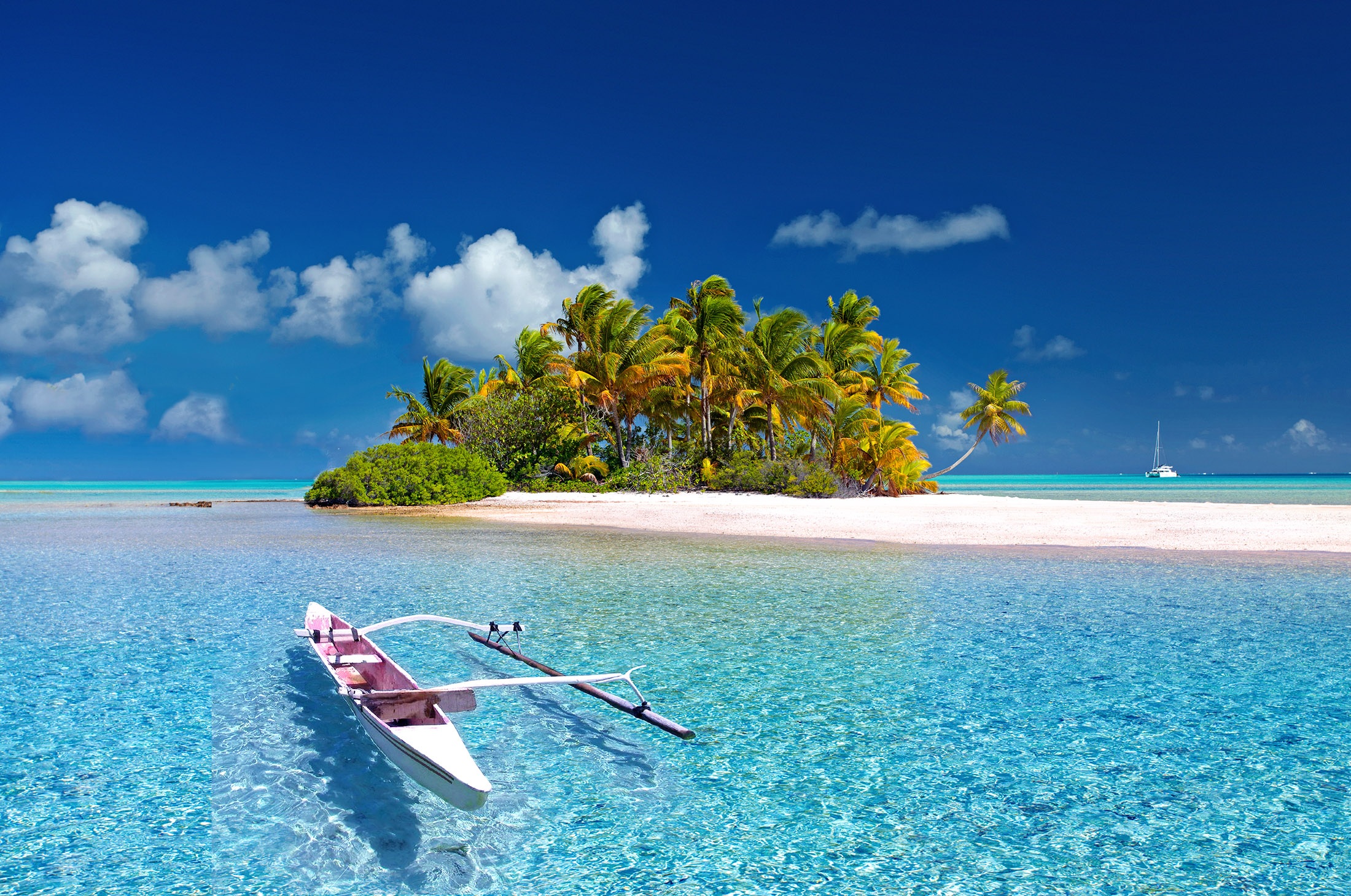 sea, polynesia, vehicles, kayak, island