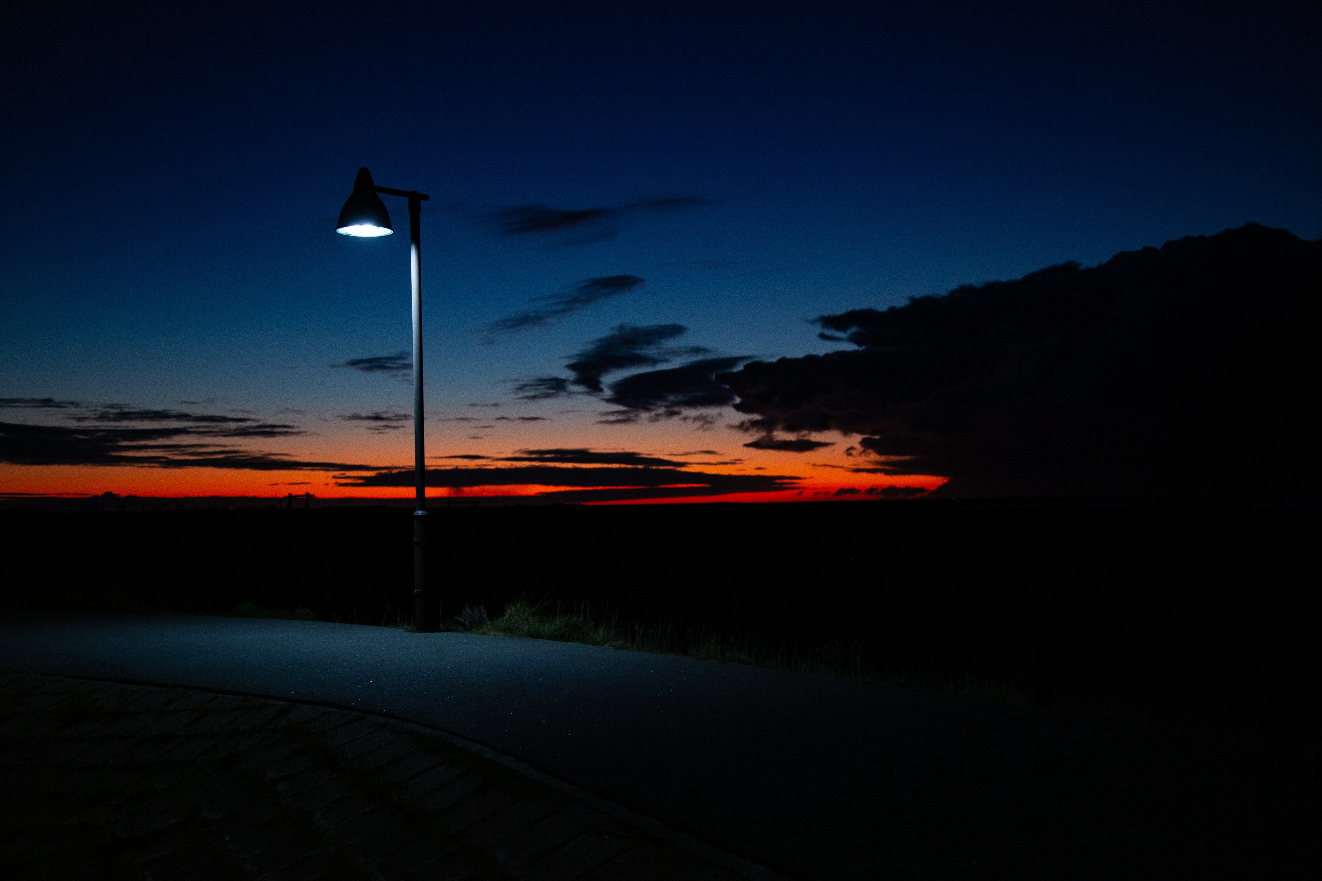 road, darkness, dark, night, lamp, lantern, illumination, lighting Smartphone Background