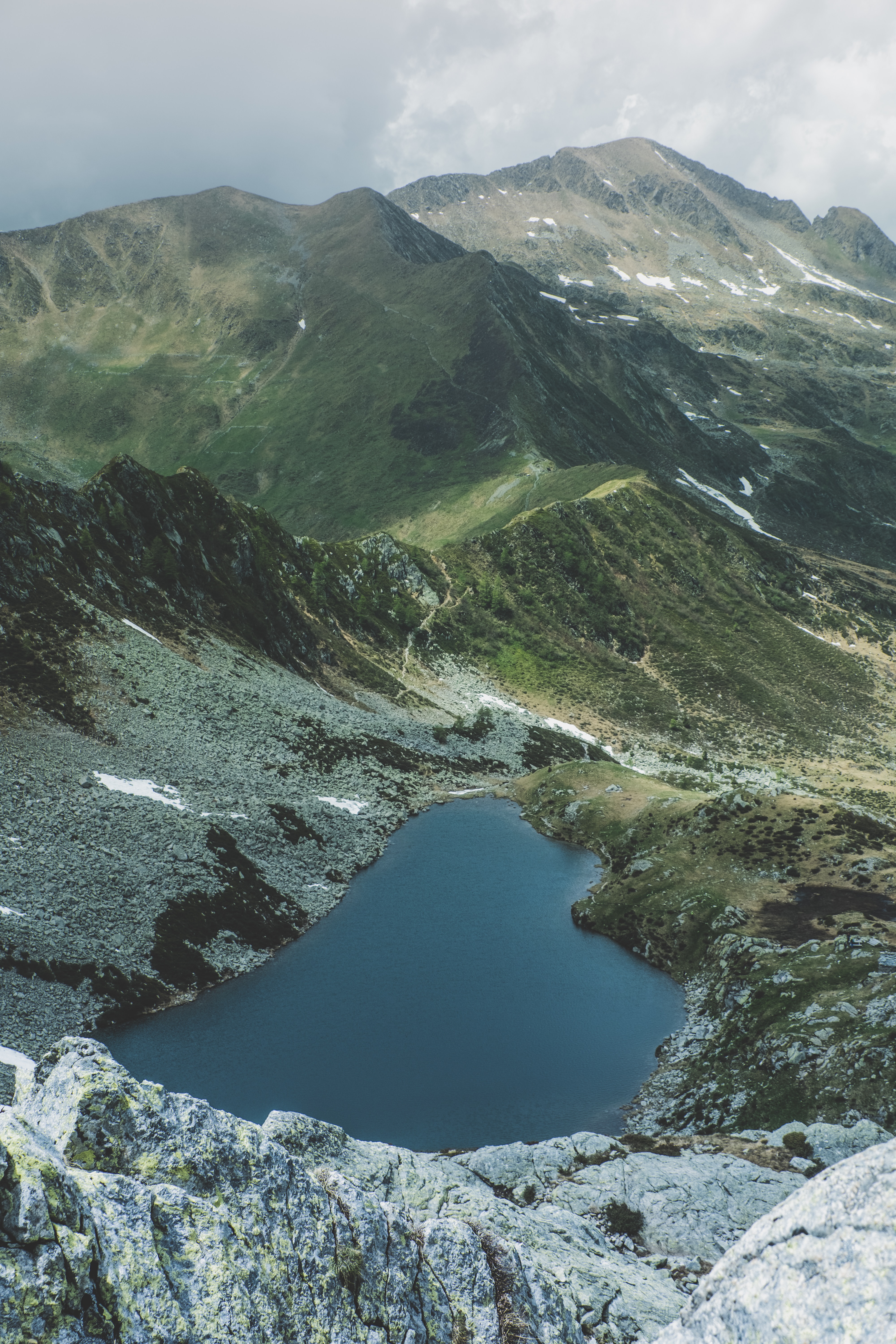 mountain range, landscape, nature, mountains, view from above, lake Full HD