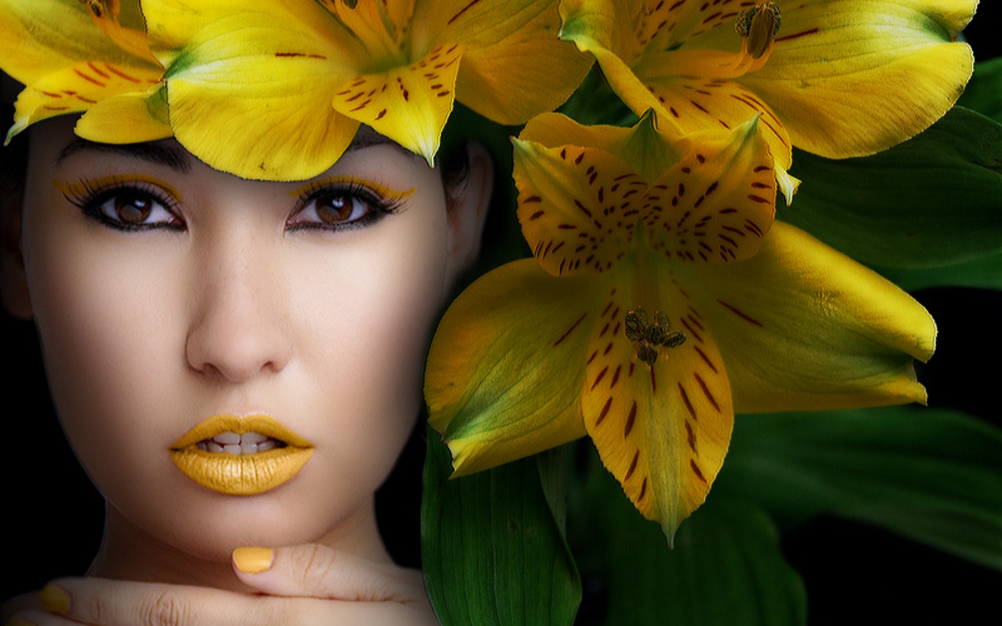 Download mobile wallpaper Flower, Face, Model, Women for free.