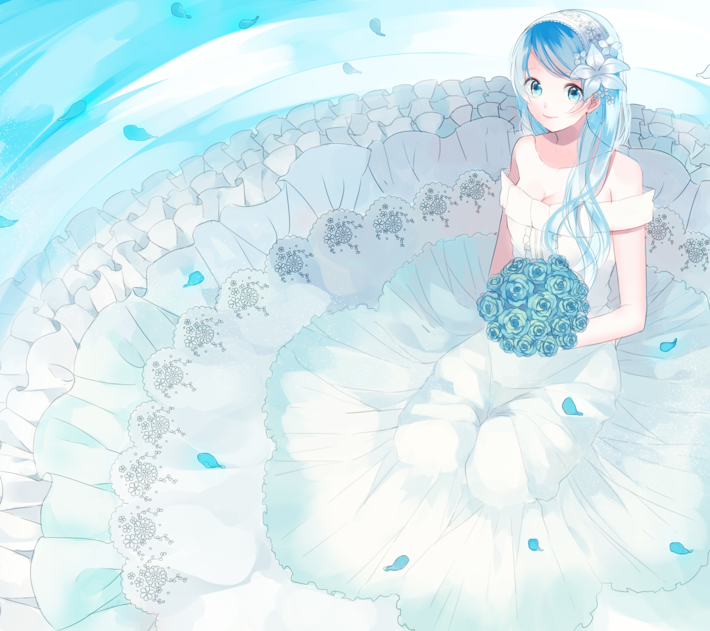 Аниме Свадебные голубые платья