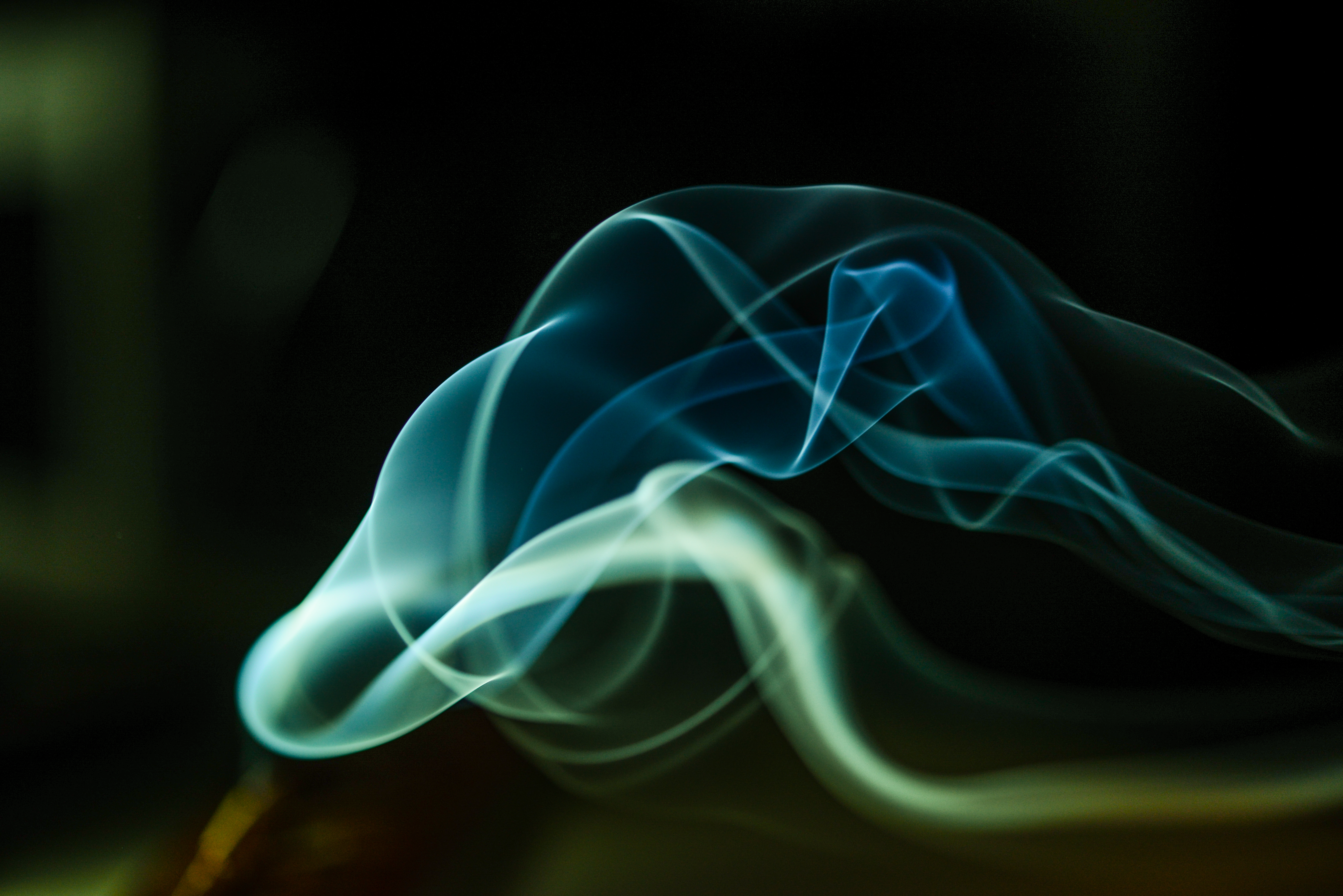abstract, black background, smoke, wavy 4K