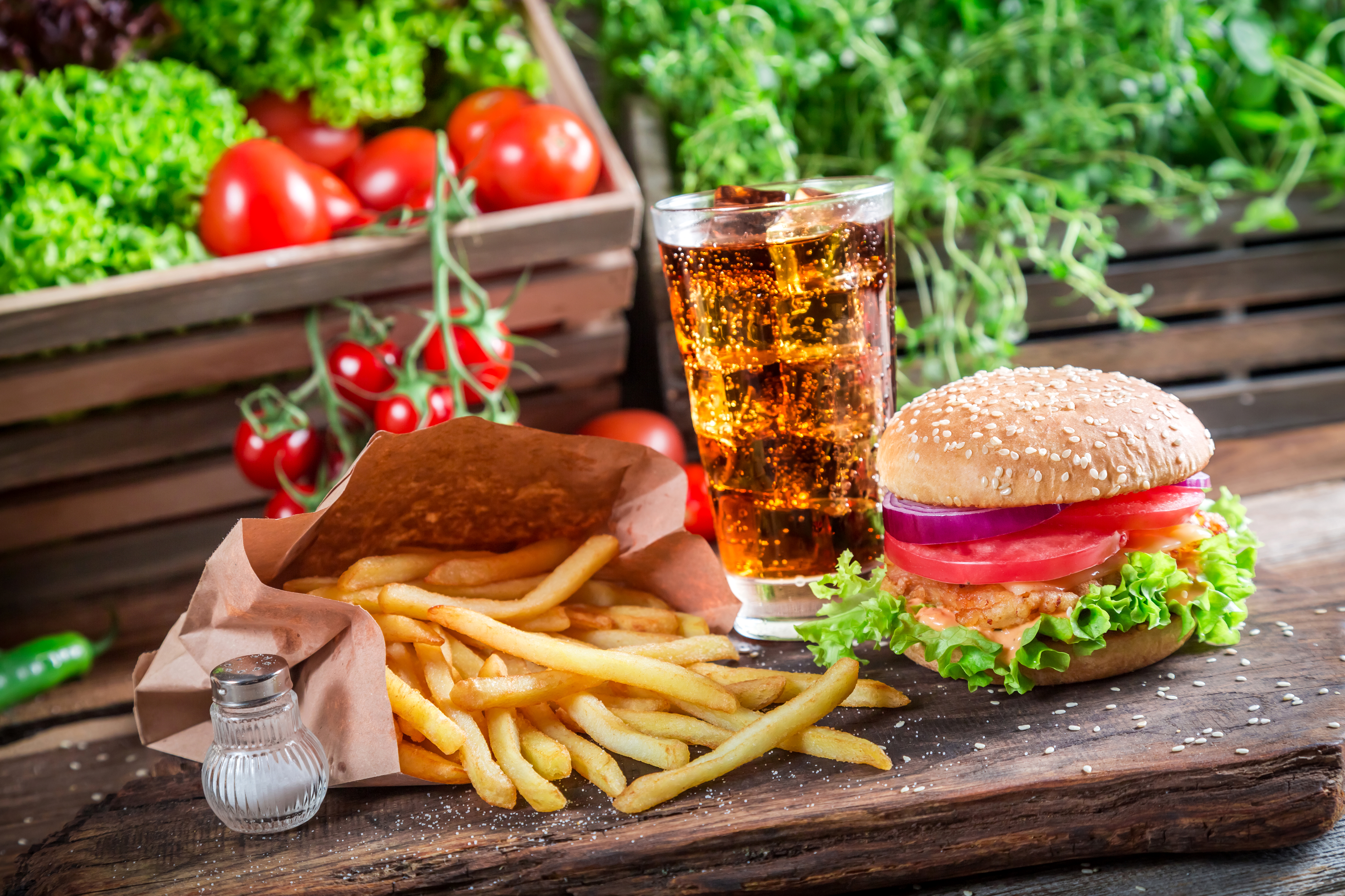 french fries, food, burger, drink, still life