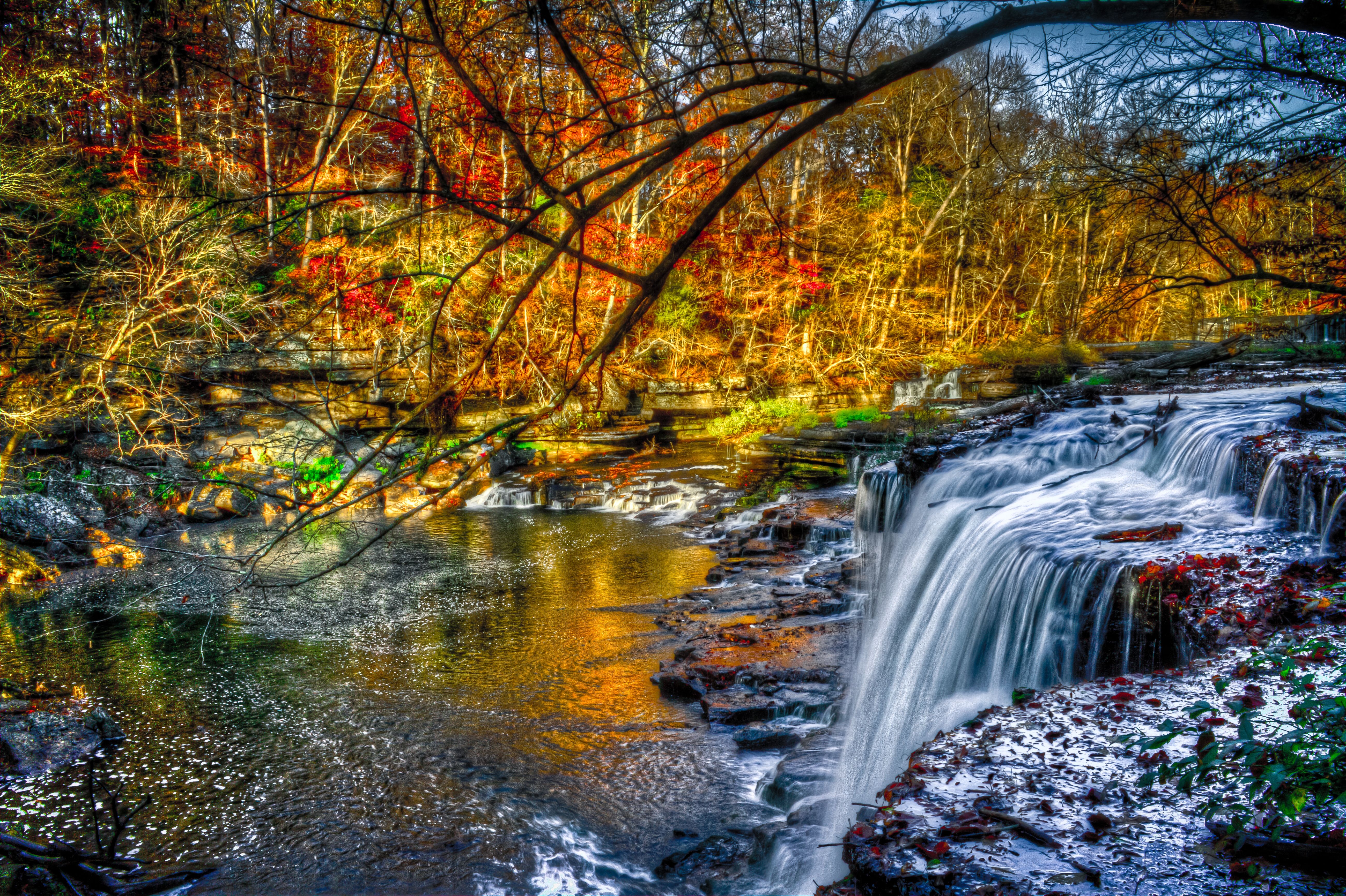 Laden Sie das Flüsse, Natur, Wald, Wasserfall-Bild kostenlos auf Ihren PC-Desktop herunter