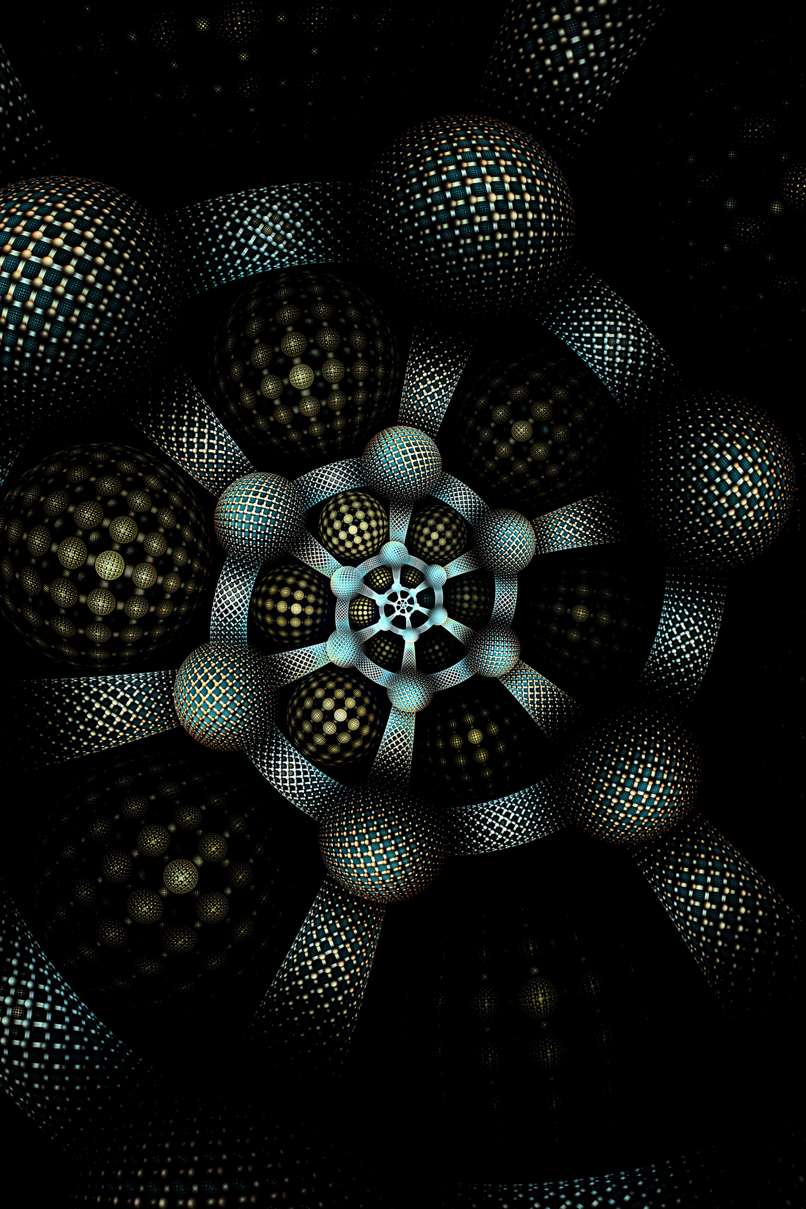 dark, form, circles, involute, abstract, pattern, fractal, swirling phone background