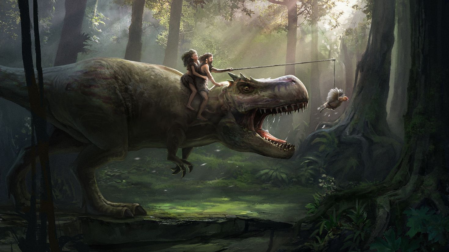 Тираннозавр рекс в джунглях