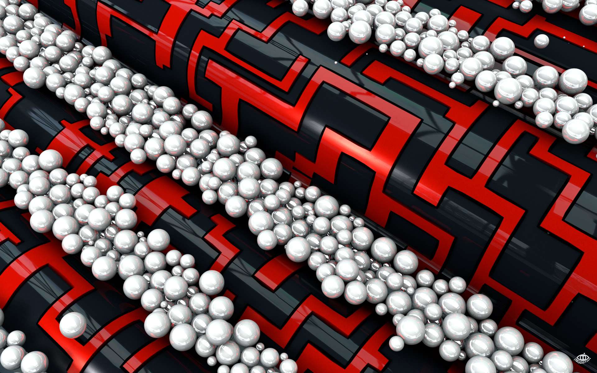 3d, black, cgi, red, abstract, ball, white