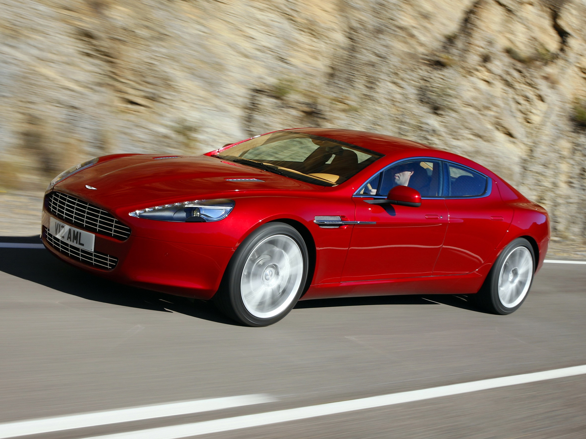 aston martin, cars, red, asphalt, side view, speed, 2009, rapide for android