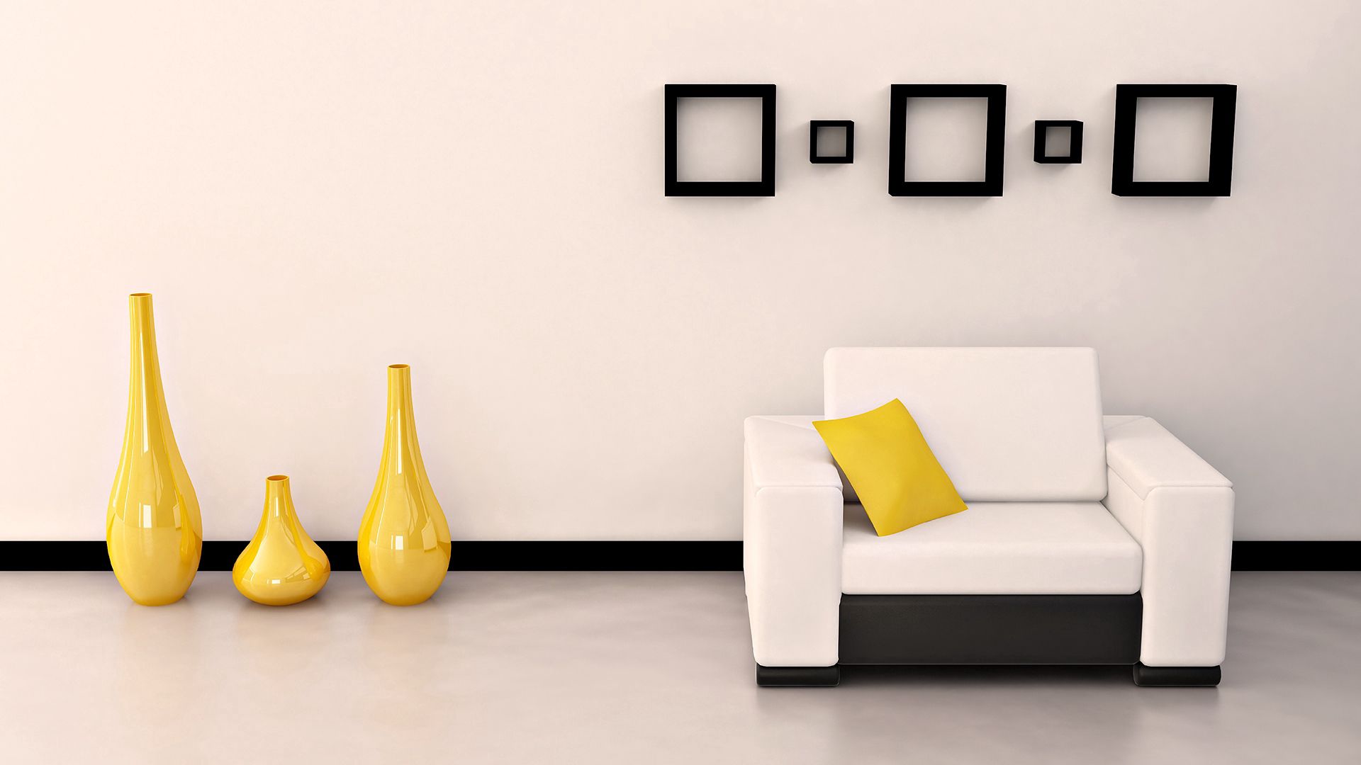 room, miscellanea, miscellaneous, wall, armchair, vases