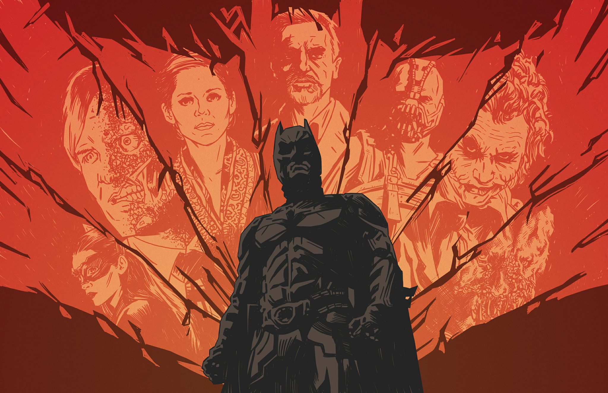 batman, comics, bane (dc comics), catwoman, joker, two face Free Background