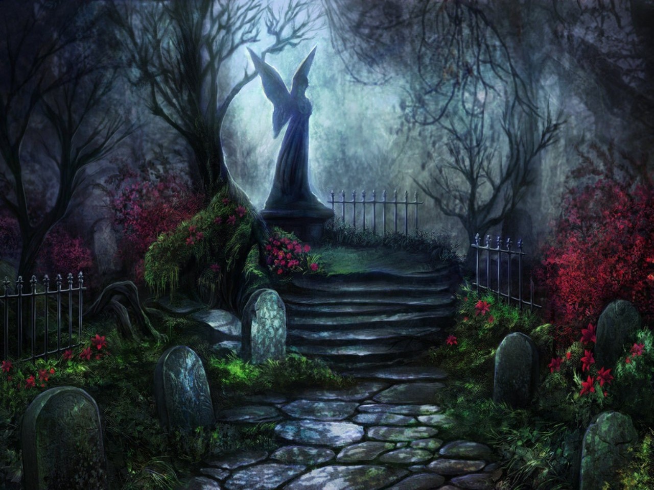 Free HD cemetery, dark, forest