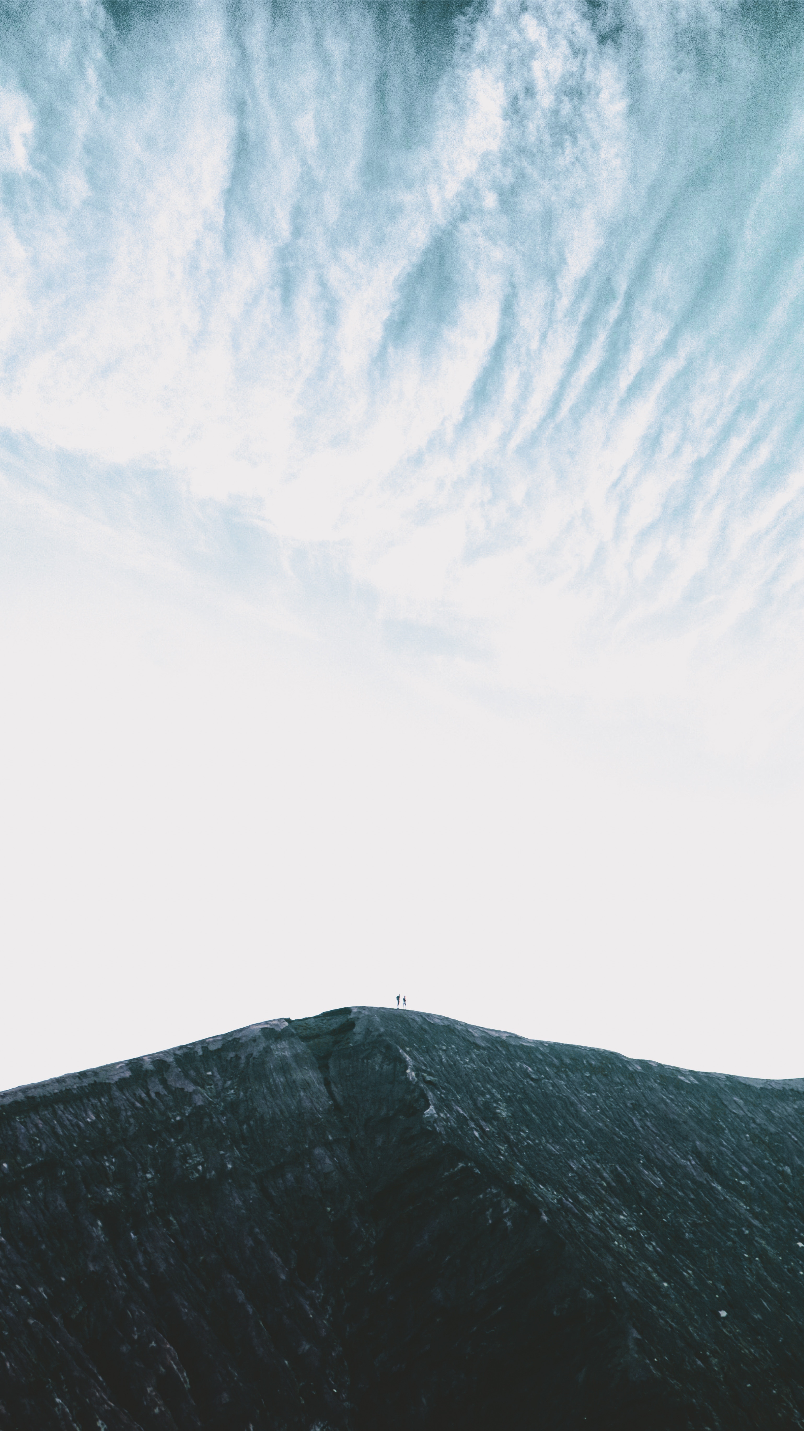 Download mobile wallpaper Rock, Top, Vertex, Mountain, Sky, Minimalism, Silhouettes for free.