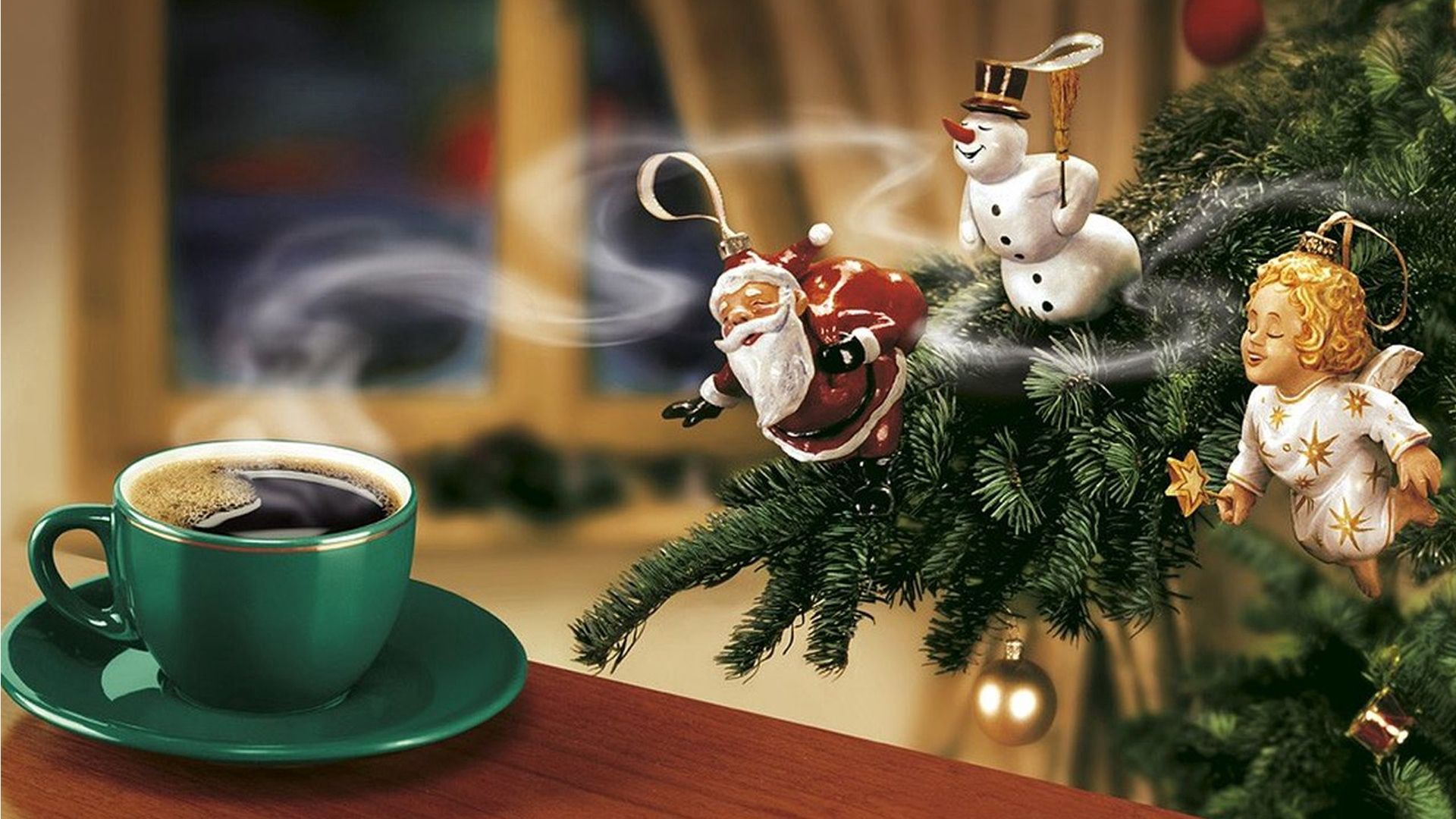 59759 Hintergrundbild herunterladen weihnachtsbaum, lebensmittel, neujahr, väterchen frost, engel, coffee, schneemann, neues jahr - Bildschirmschoner und Bilder kostenlos