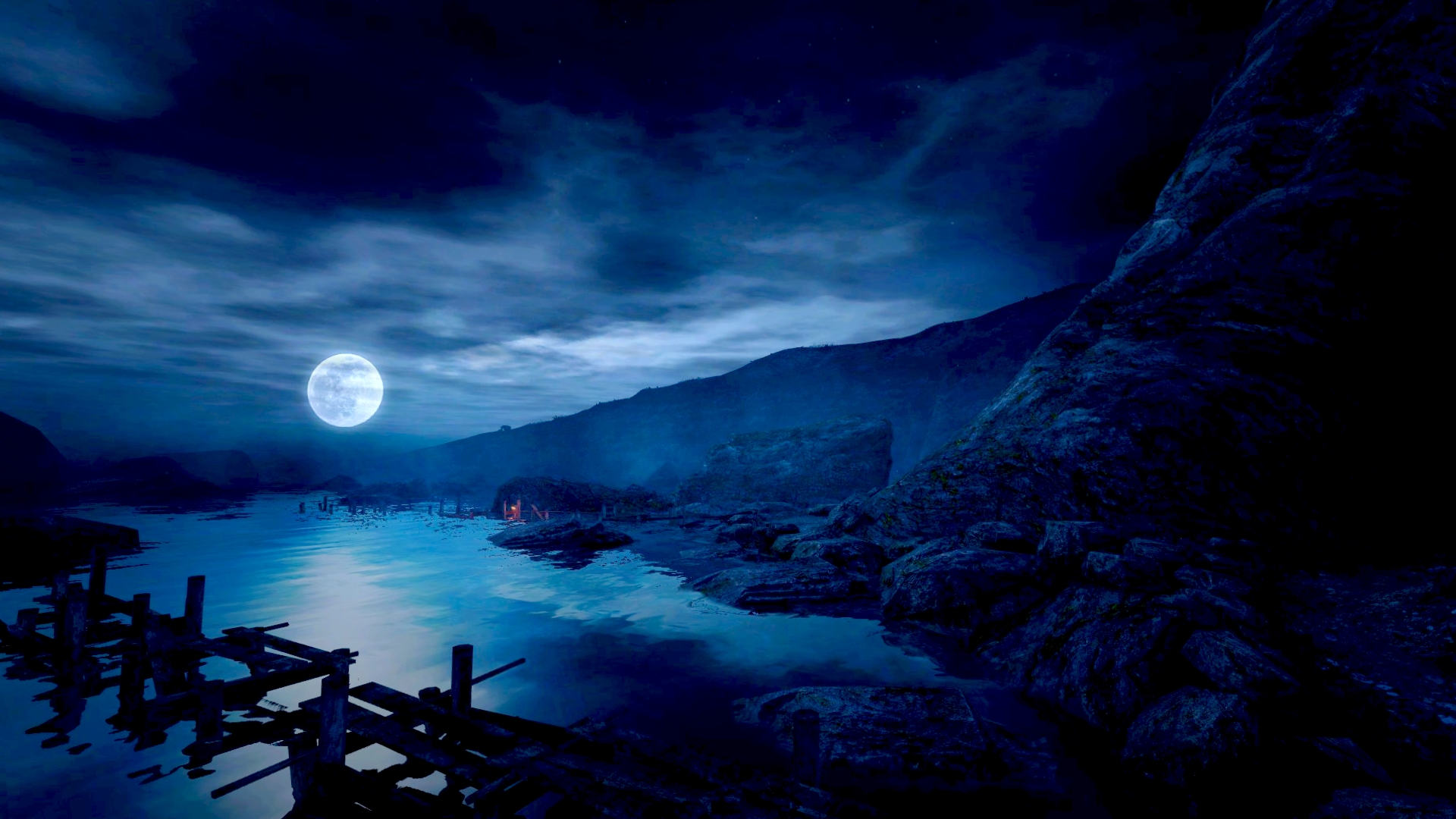 Синее ночной пейзаж