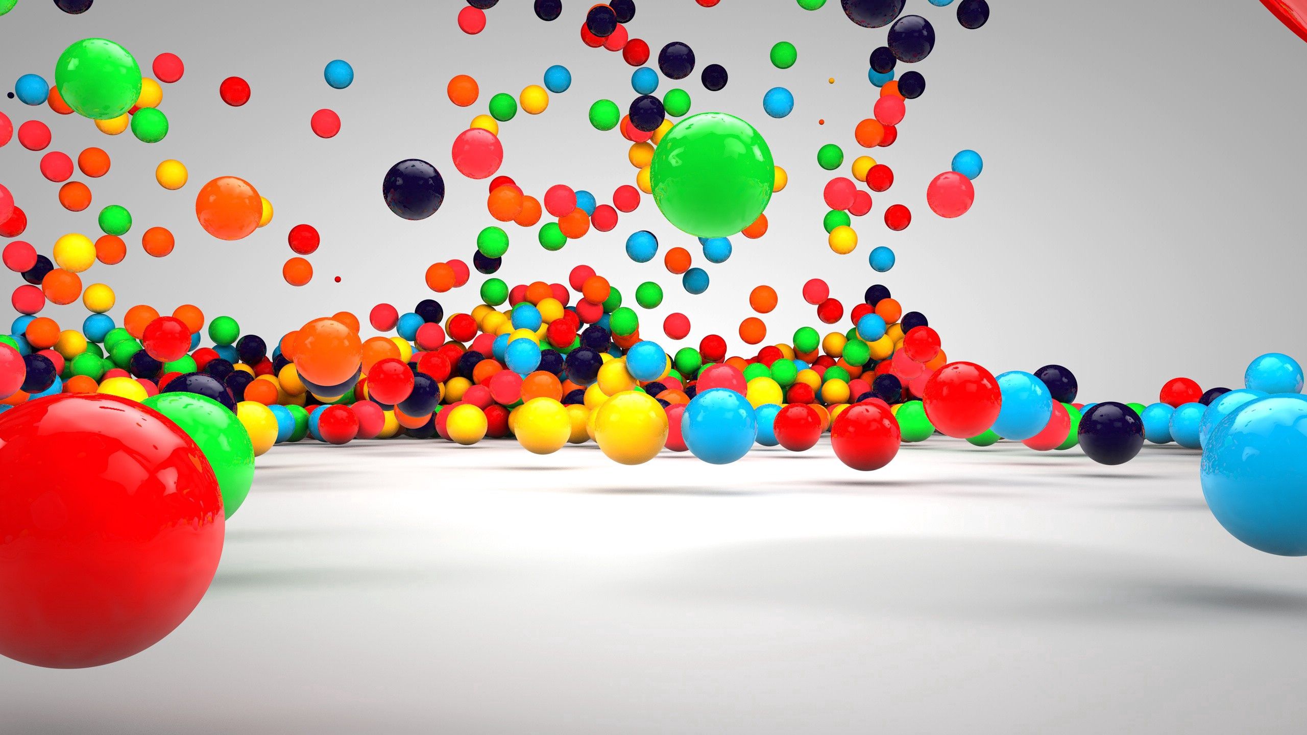 Horizontal Wallpaper 3d, multicolored, motley, surface, fall, balls