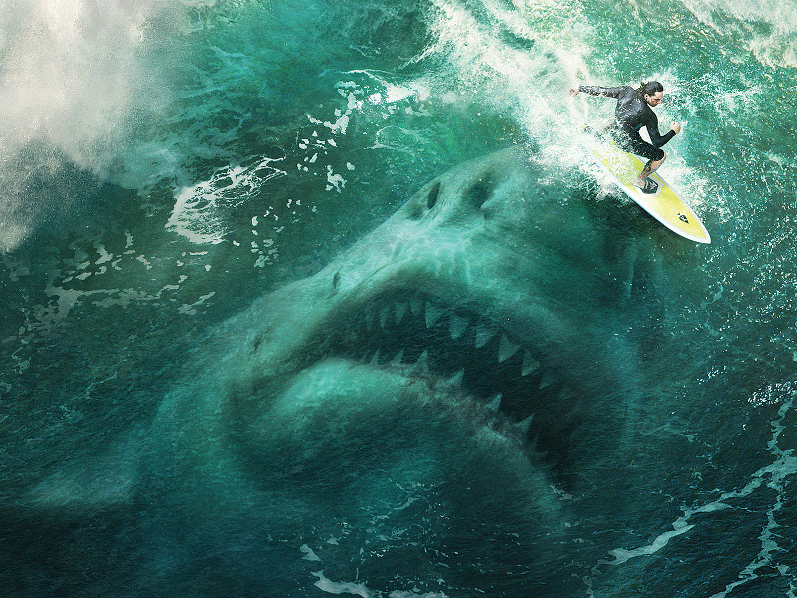the meg, shark, surfer, movie wallpaper for mobile