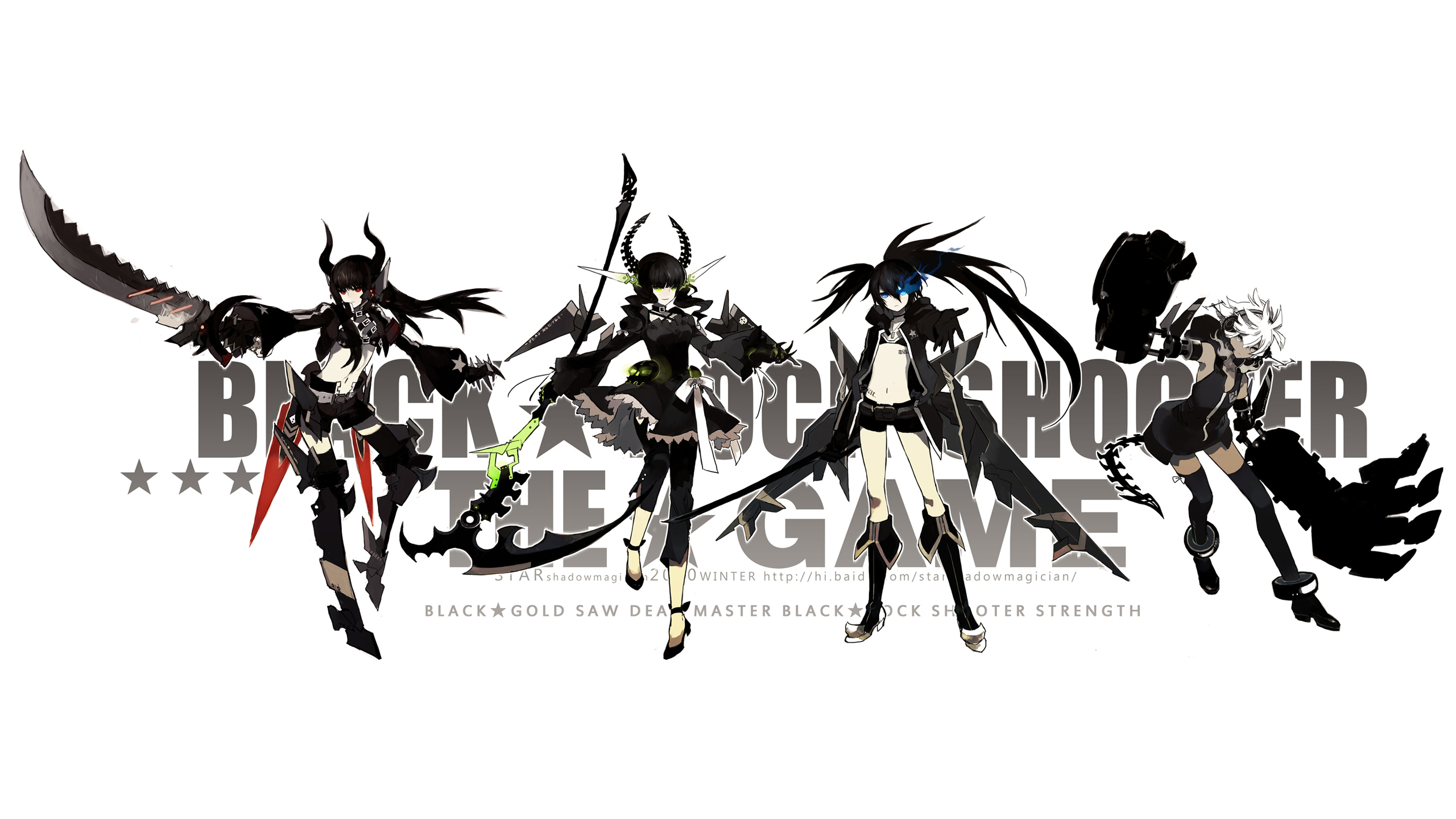 android anime, black rock shooter, black gold saw, dead master (black rock shooter), strength (black rock shooter)