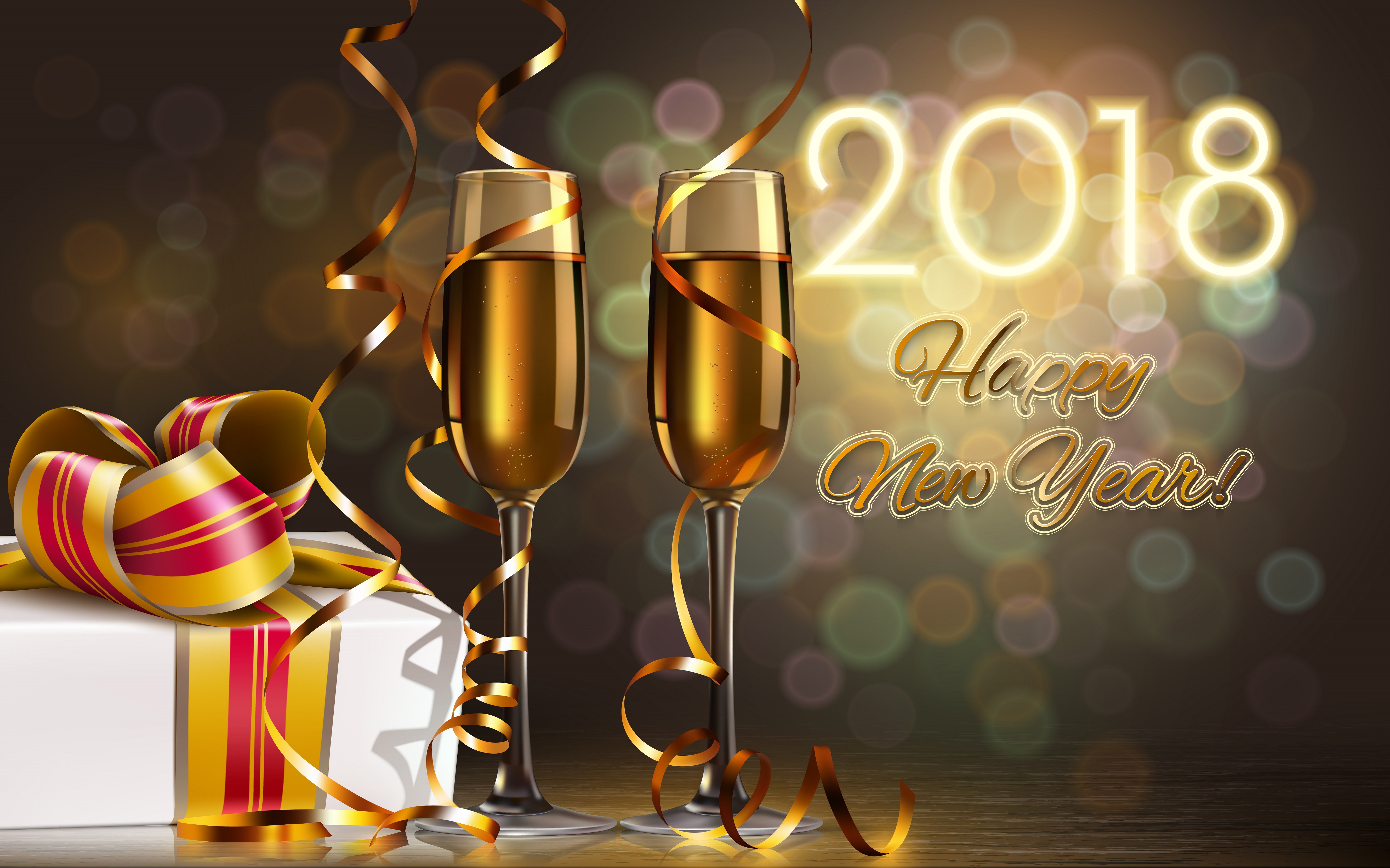 873741 baixar papel de parede feriados, ano novo 2018, champanhe, presente, feliz ano novo, ano novo - protetores de tela e imagens gratuitamente