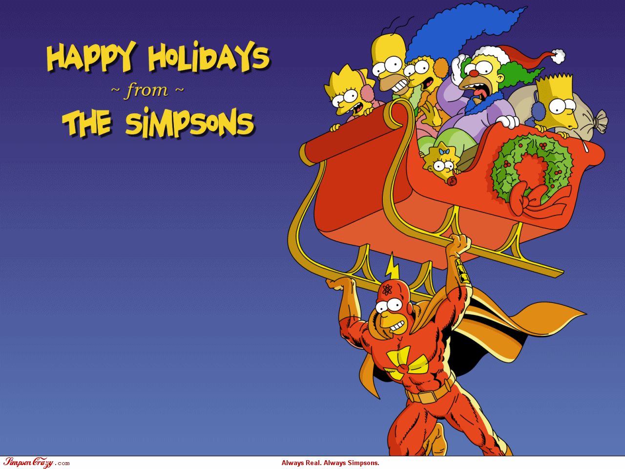 Wallpaper The simpsons, Christmas, Homer, Bart, Lisa, The Simpsons