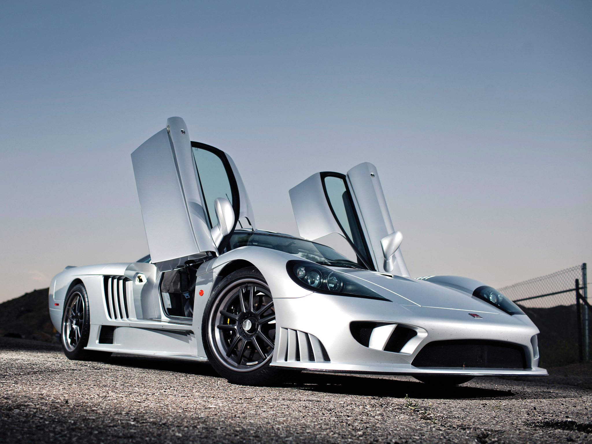 supercar, cars, side view, silver, silvery, saleen, s7 HD wallpaper