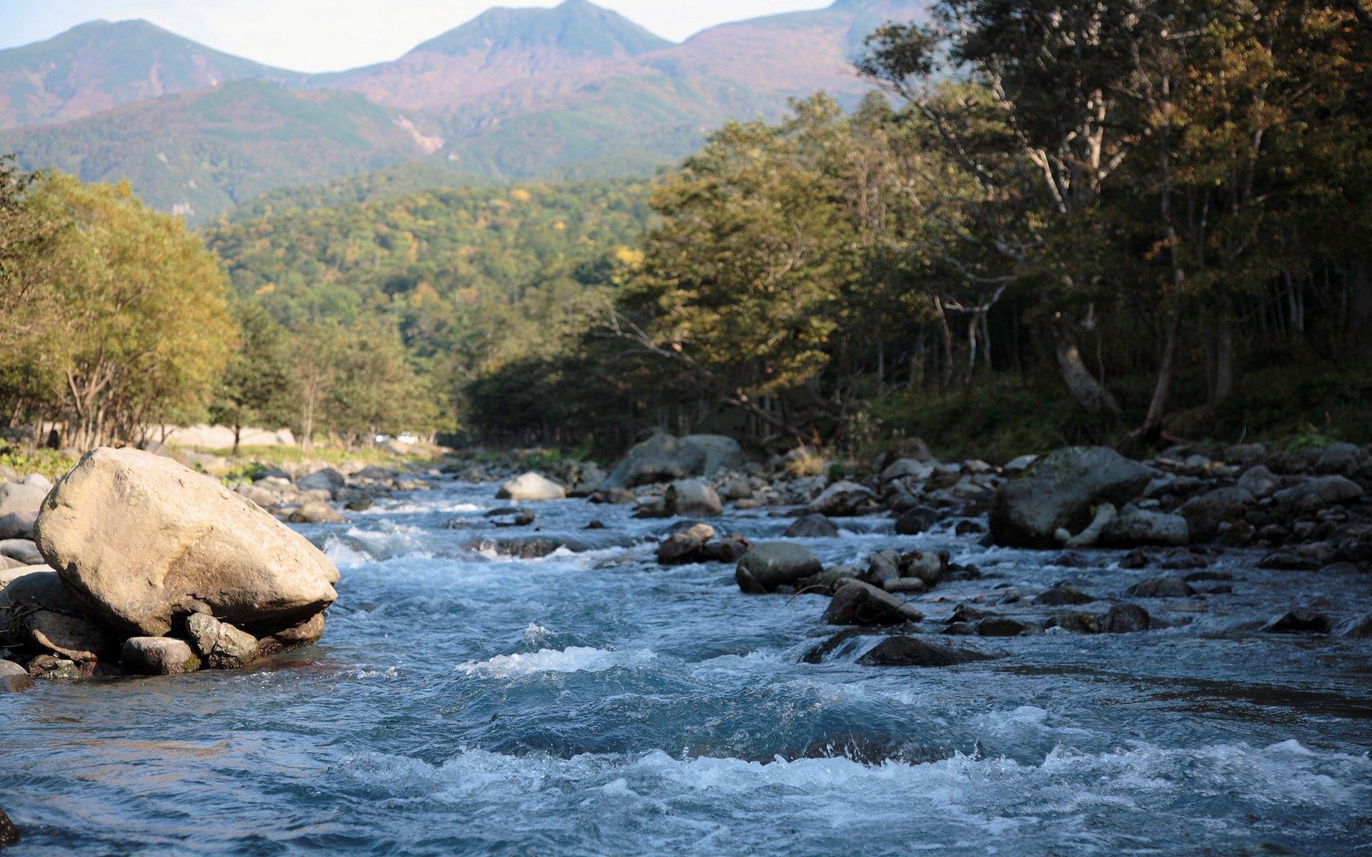 spray, nature, water, stones, flow, stream, mountain river 1080p