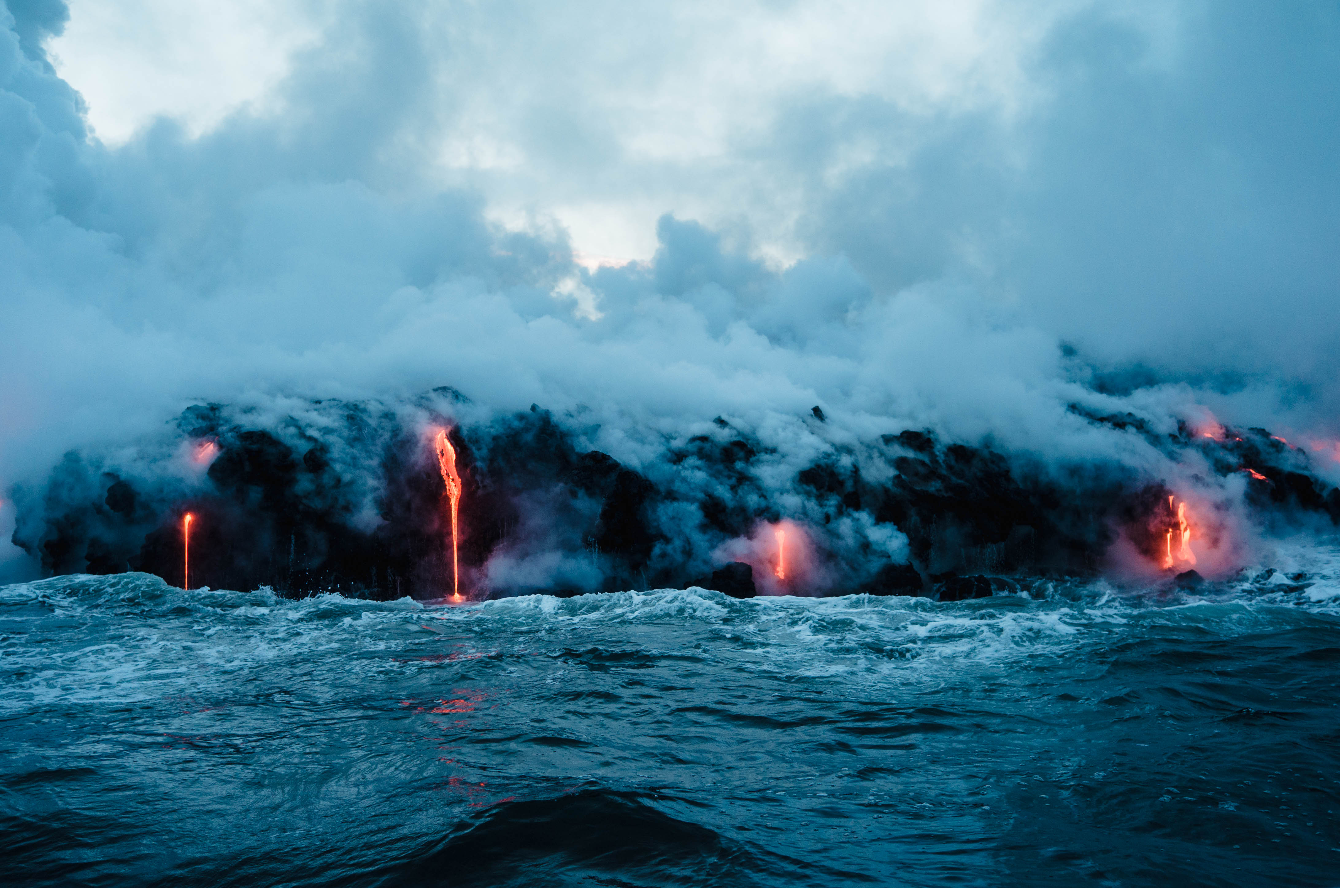 vertical wallpaper volcano, sea, lava, nature
