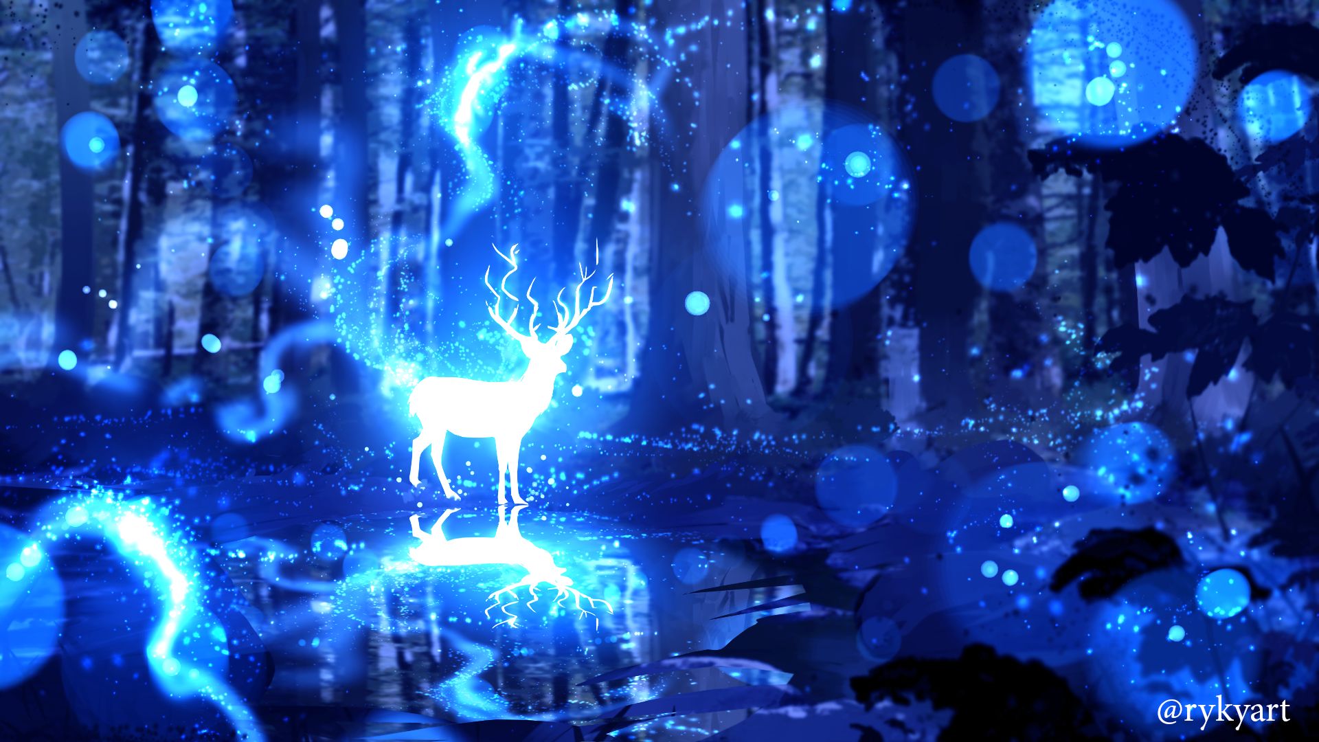 Download mobile wallpaper Fantasy, Forest, Deer, Spirit, Fantasy Animals for free.