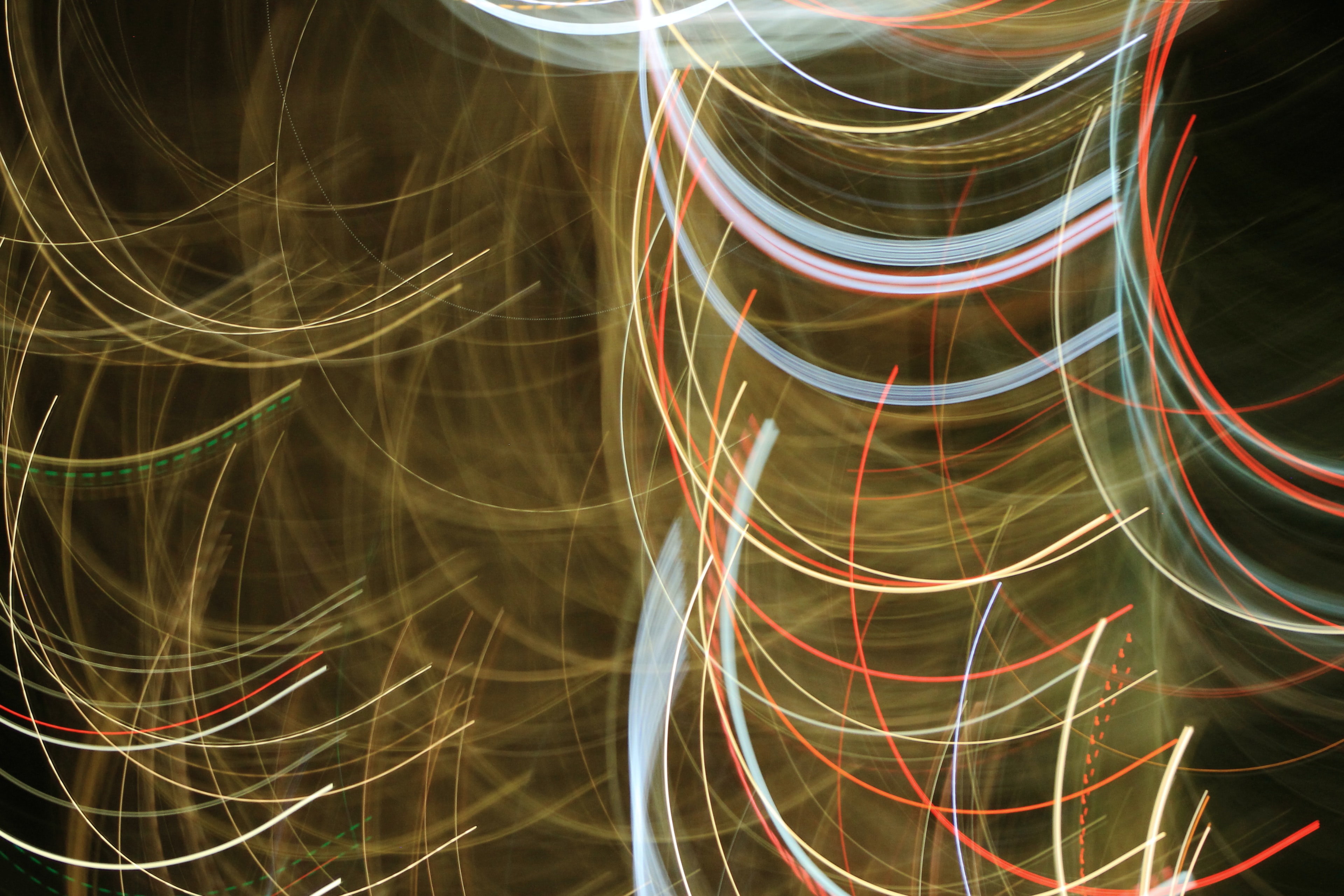 circles, abstract, lines, long exposure, neon, stripes, streaks QHD
