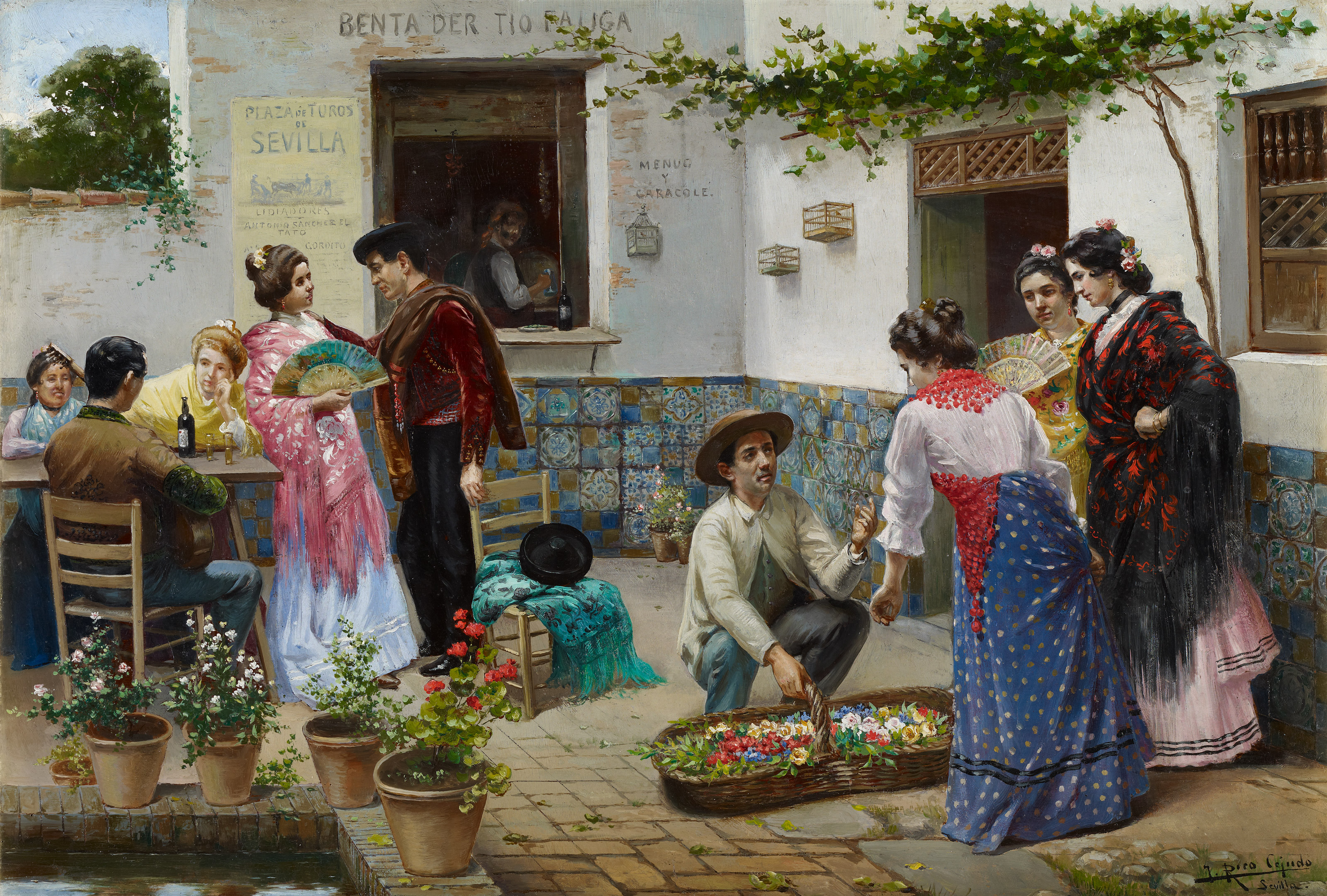 artistic, painting, andalusia, flower, people, seville, spain wallpapers for tablet