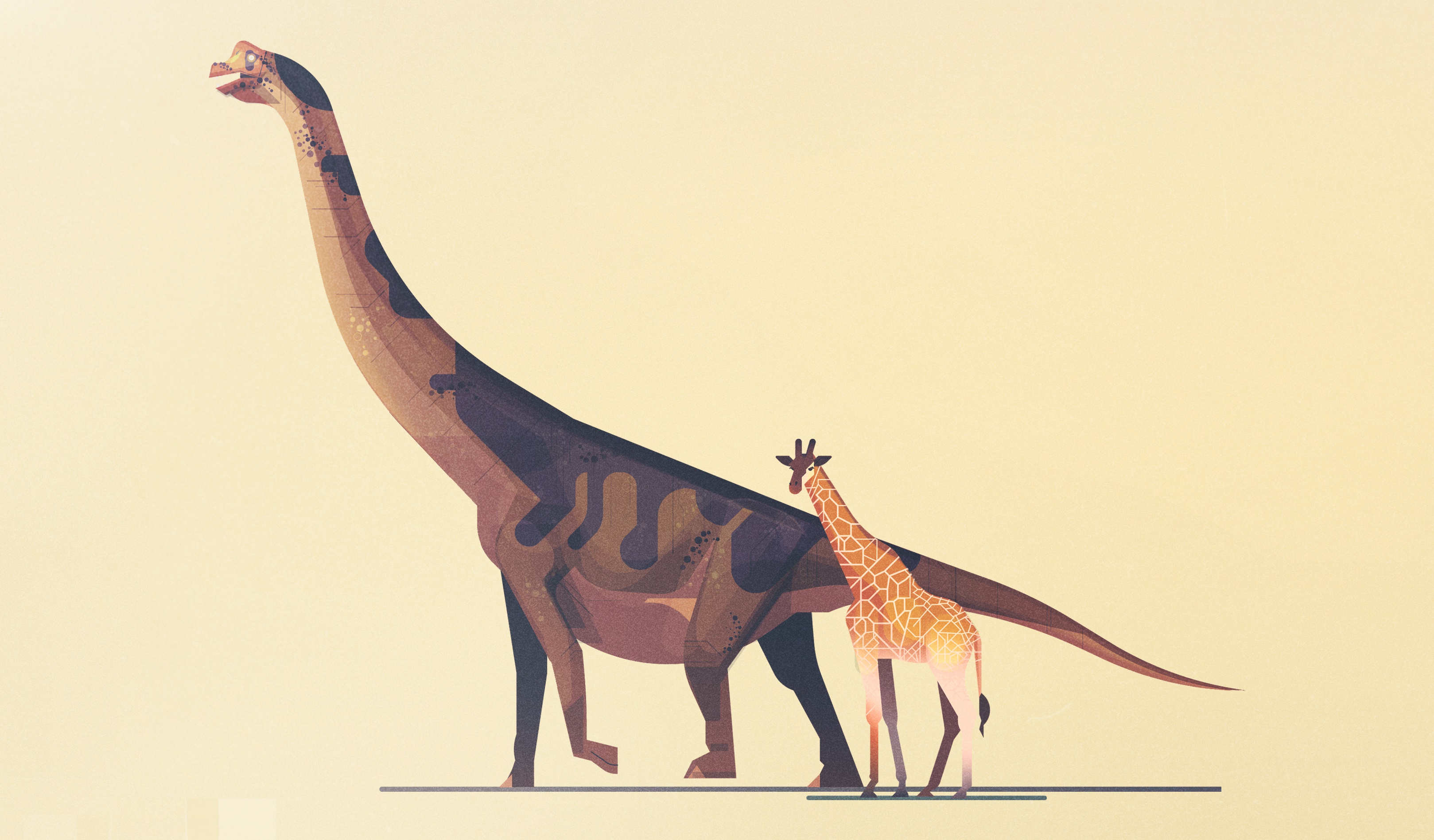 474127 скачать картинку животные, динозавр, жираф, минималистский, динозавры - обои и заставки бесплатно