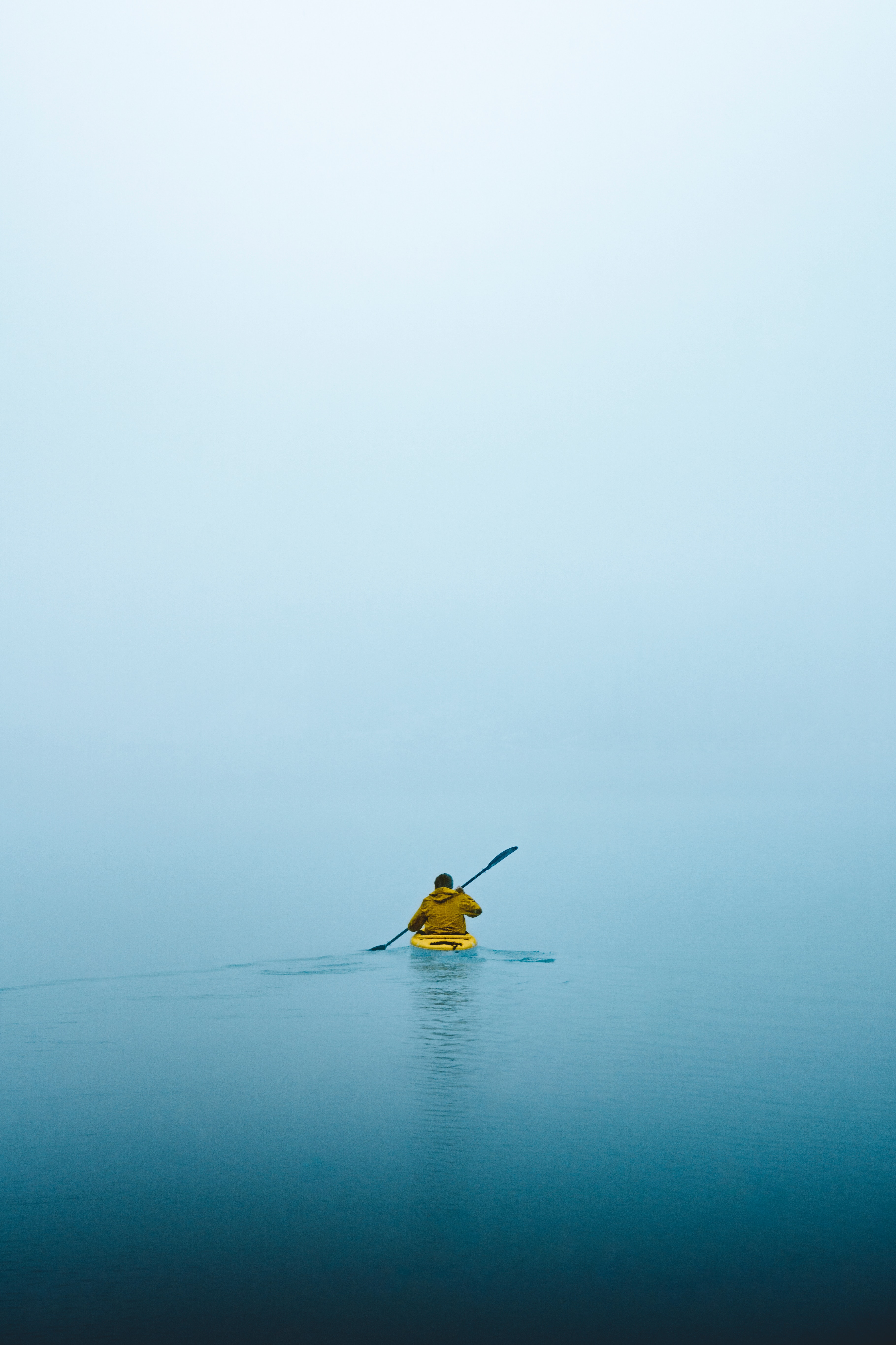 Download mobile wallpaper Fog, Boat, Water, Minimalism for free.