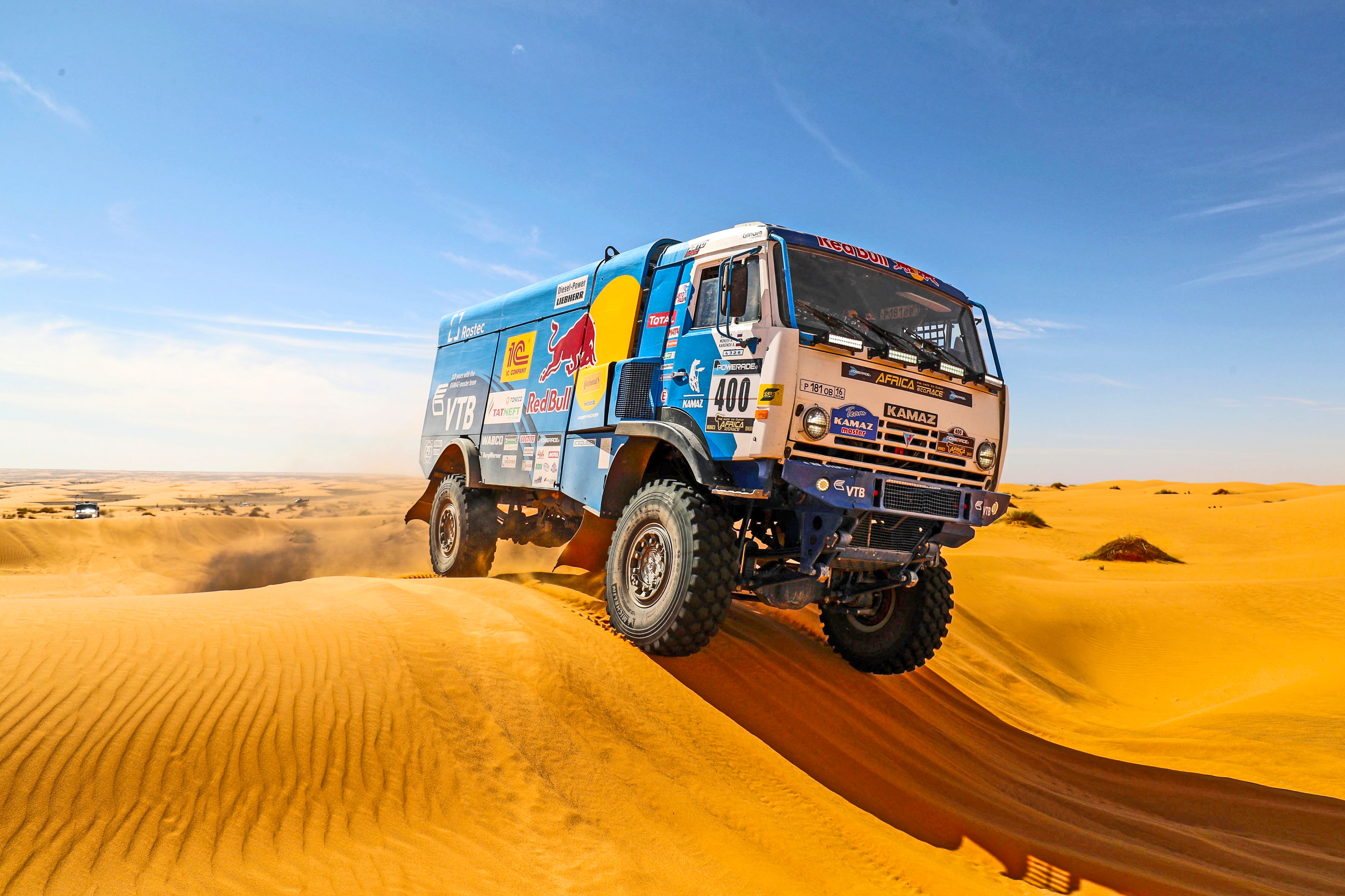 sports, rallying, desert, dune, horizon, kamaz, red bull, sand, vehicle 32K
