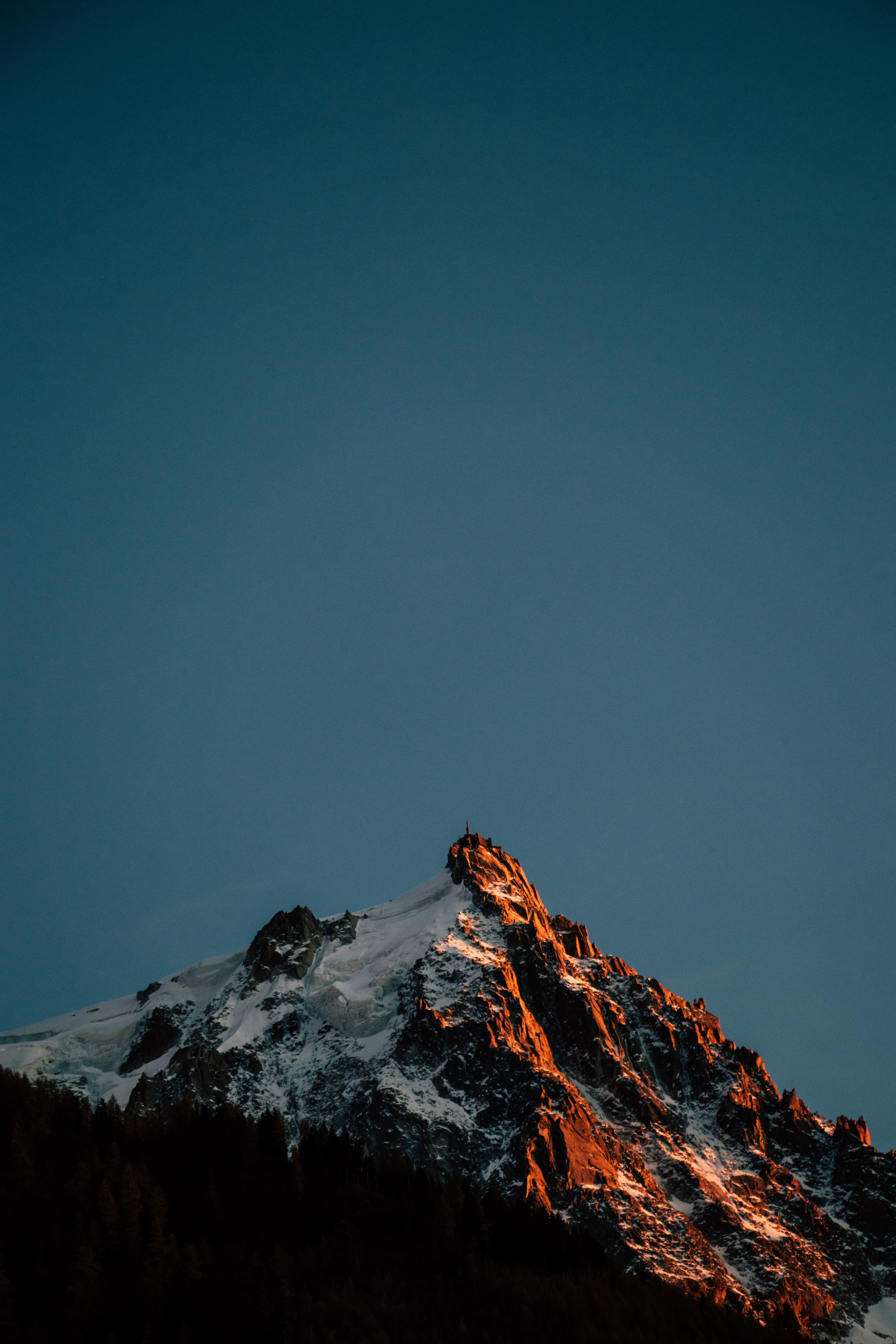 mountain, vertex, twilight, landscape, nature, snow, top, dusk HD wallpaper