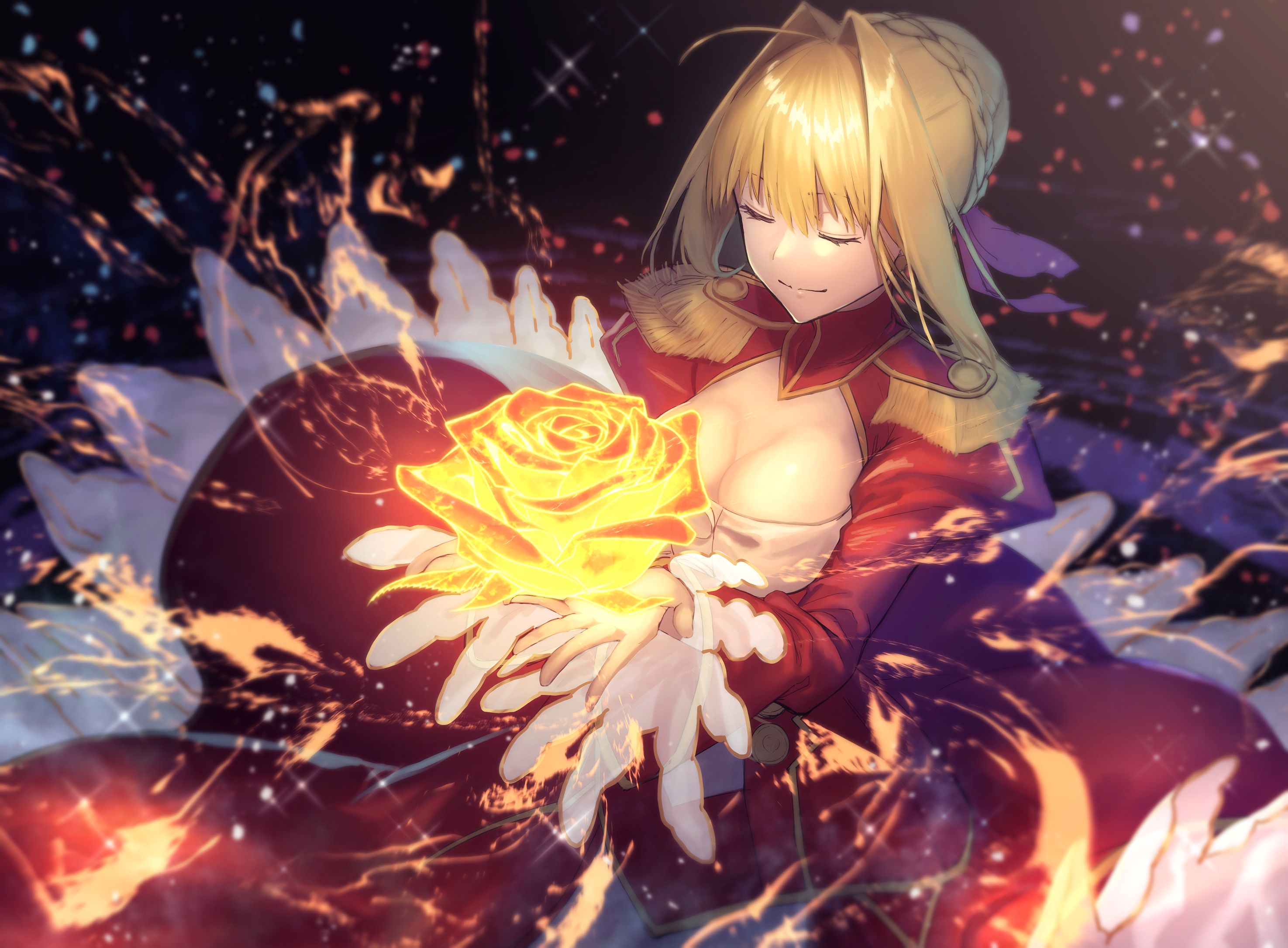 anime, fate/extra, red saber, saber (fate series), fate series UHD