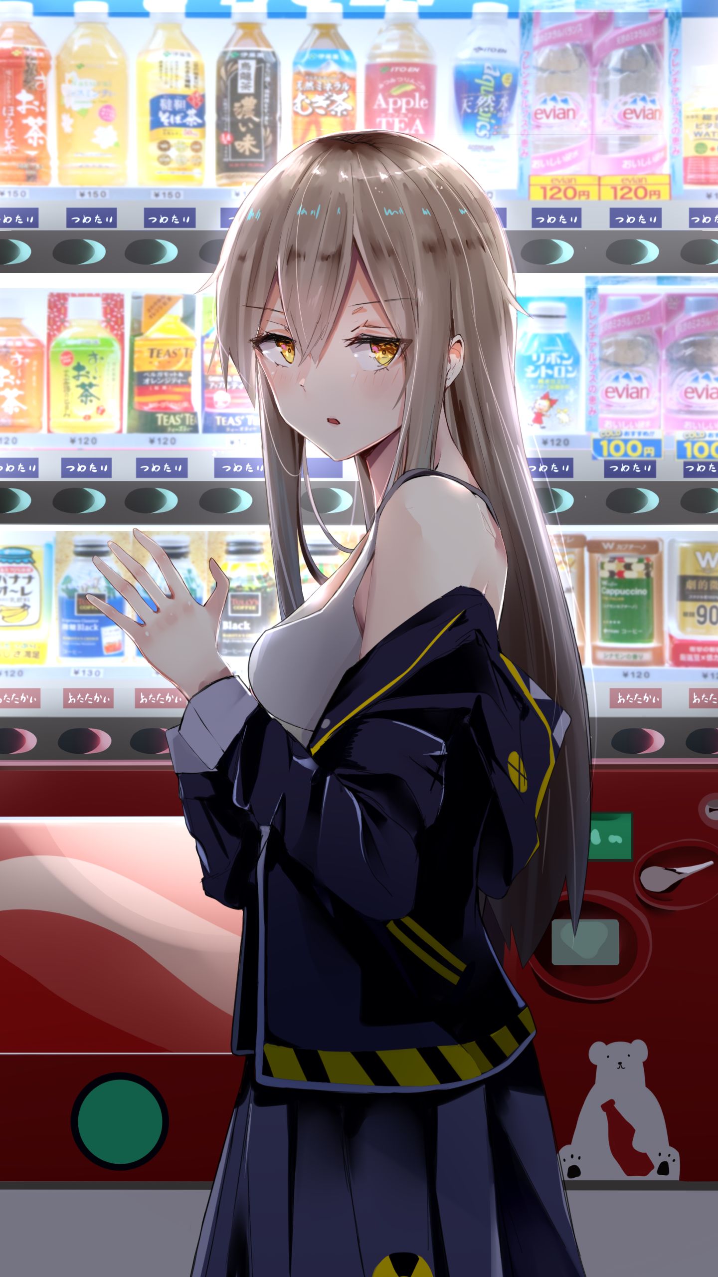 vertical wallpaper anime, original, night, vending machine