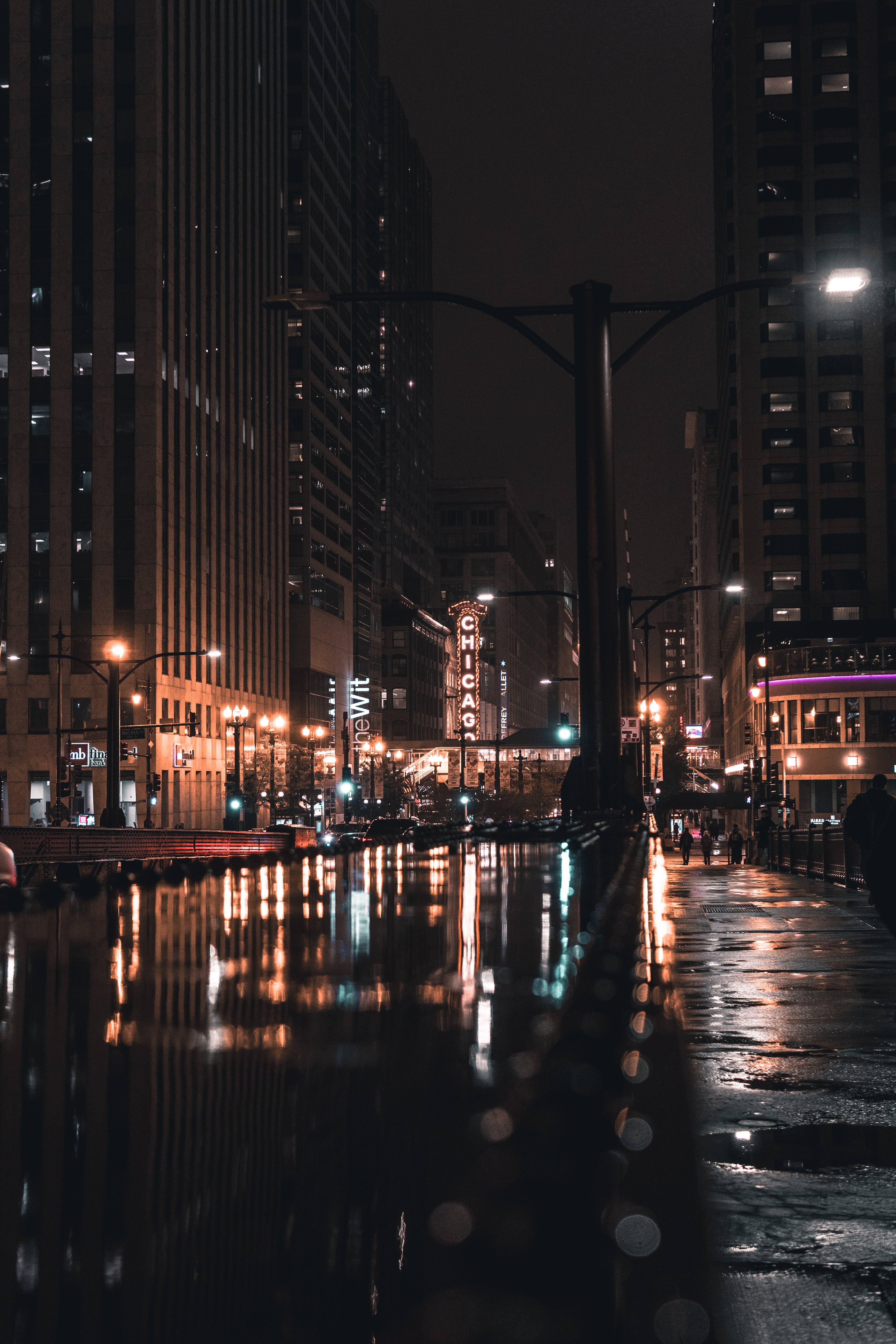 city lights, chicago, cities, architecture, usa, night city, united states, street