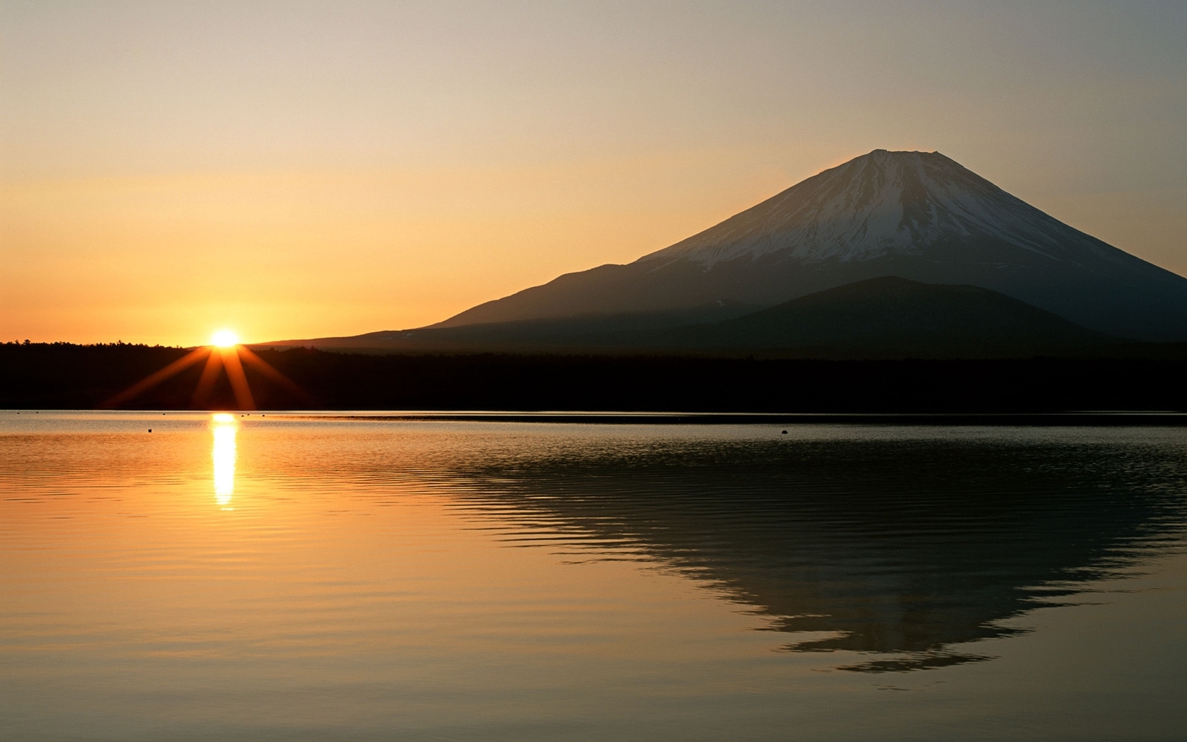 sun, mountains, landscape, sunset, lakes, orange desktop HD wallpaper