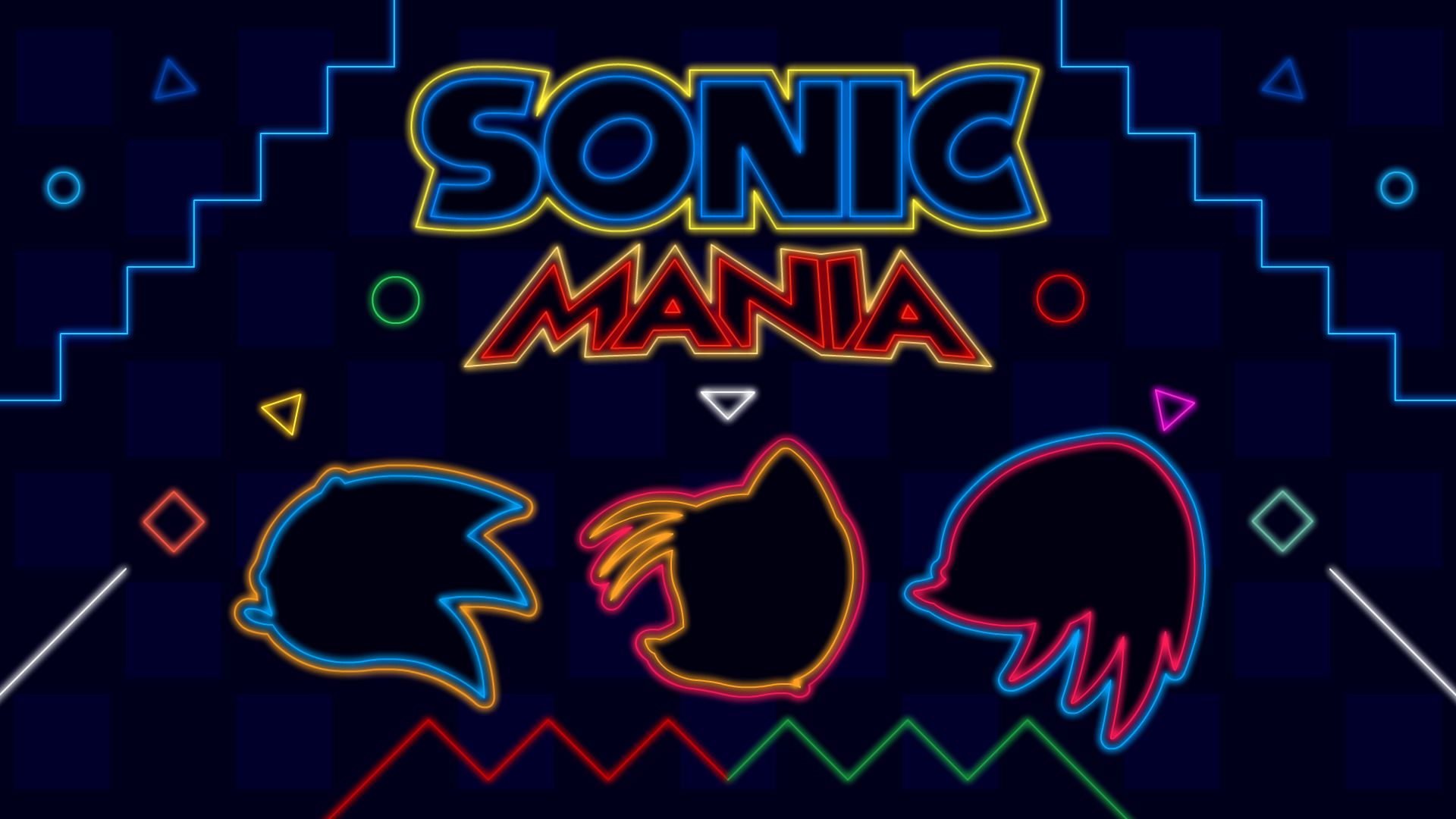 Download mobile wallpaper Neon, Video Game, Sonic The Hedgehog, Knuckles The Echidna, Miles 'tails' Prower, Sonic Mania, Sonic for free.