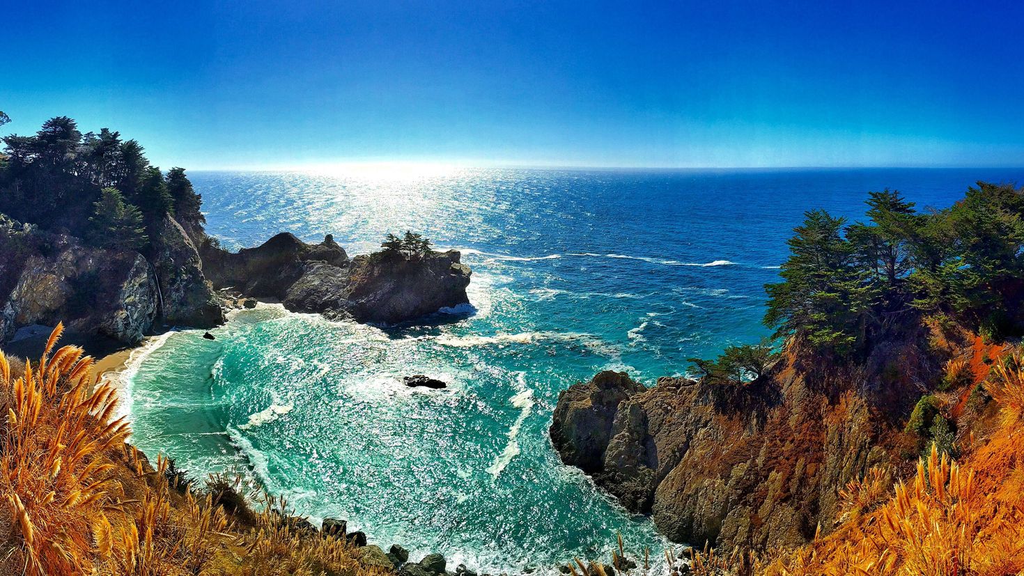 В море 4 5. MCWAY Falls Калифорния. Лагуна каньон Калифорния. Скала Биг сур. Бали Атлантический океан.