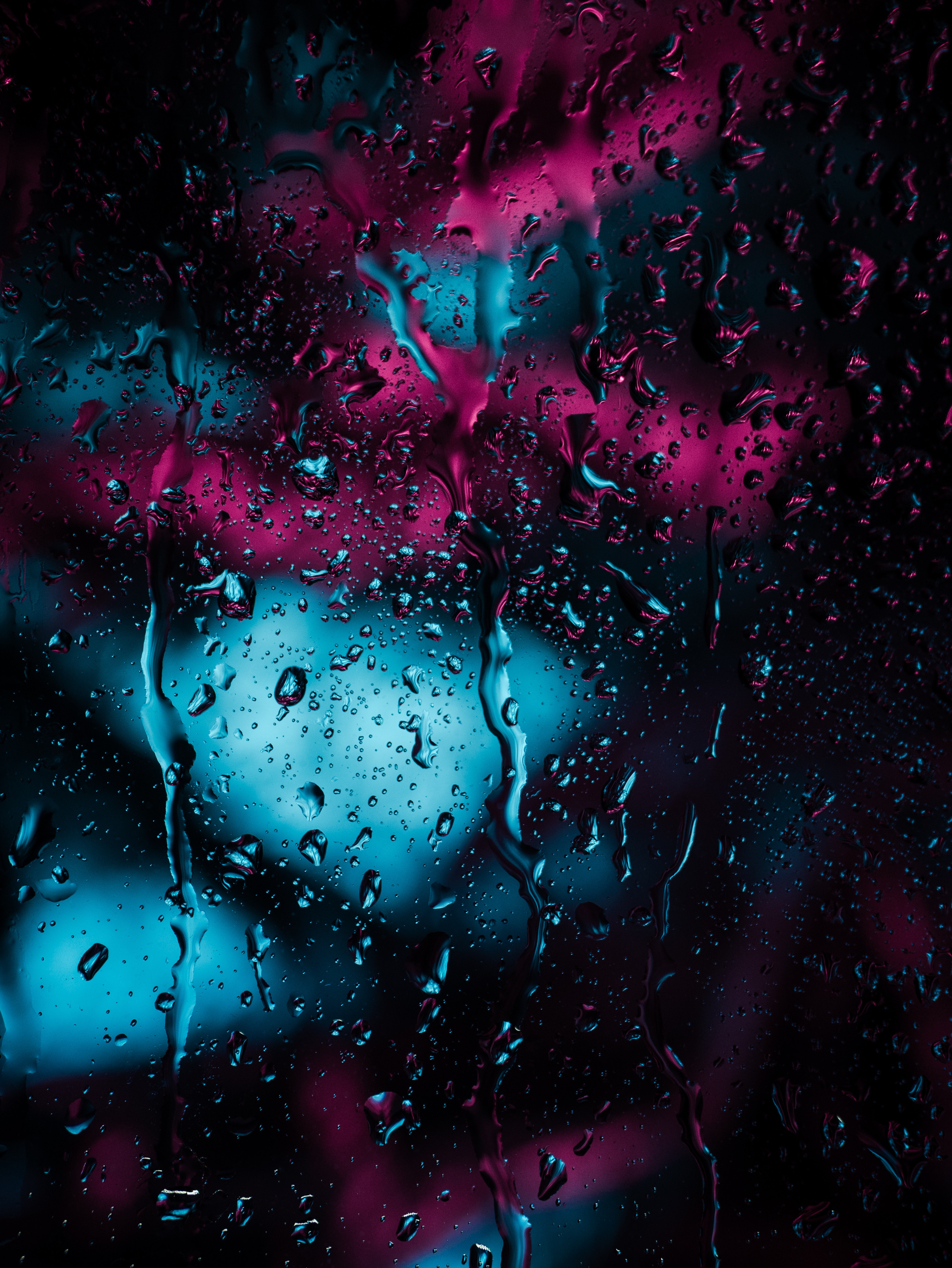 dark, moisture, drops, glass, rain, macro, surface Full HD