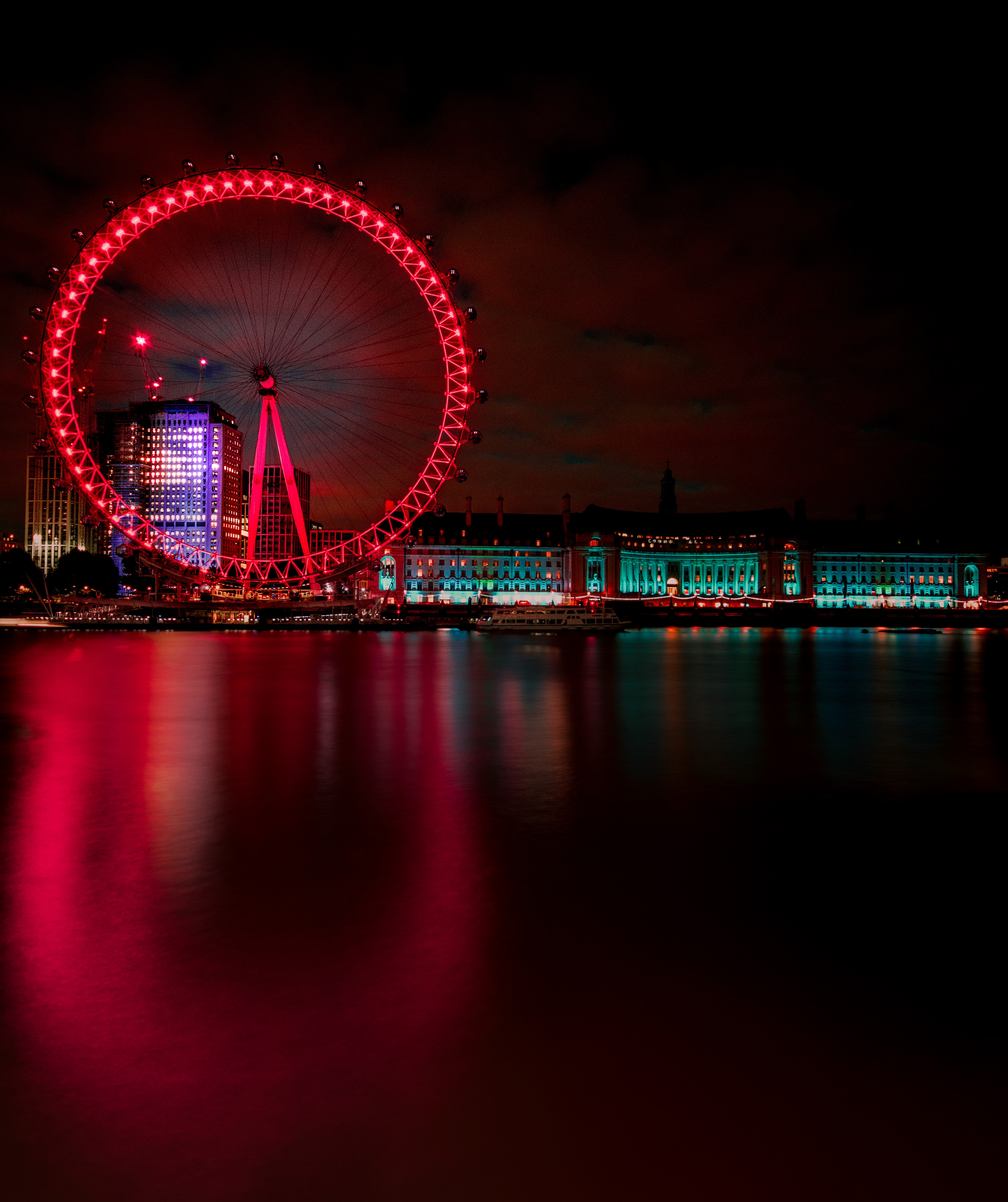 london, great britain, ferris wheel, united kingdom, cities, night city Full HD